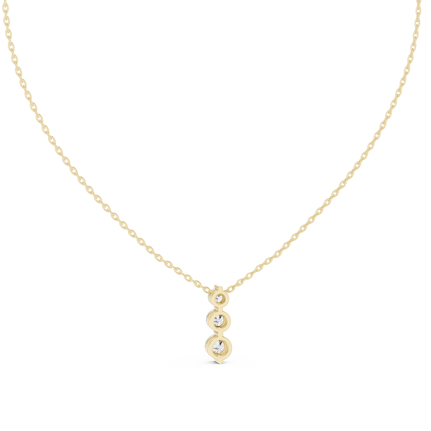 Colgante Vertical Triple de Diamantes 1.11ctw en Córdoba, España| Diamantes Redondos Brillantes Graduados Creados en Laboratorio | Oro 10K/18K, Plata y Platino (Disponible en Cadenas de 40cm, 45cm y 50cm)