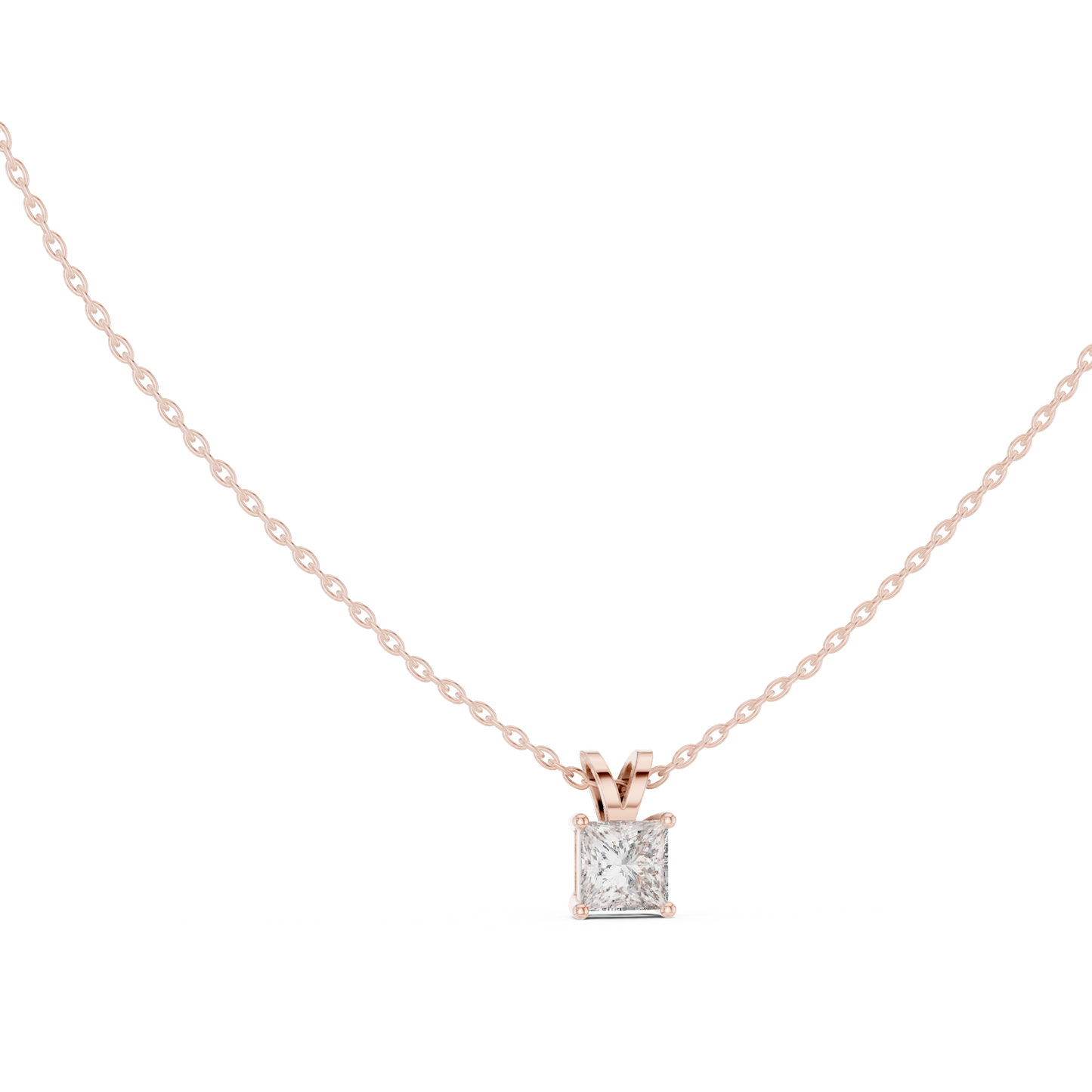 Colgante Solitario de Diamante Corte Princesa 1.04ct en Córdoba, España | Engaste Clásico de Cuatro Garras tipo Cesta | Diamante Creado en Laboratorio Color D Claridad VS | Oro 10K/18K, Plata y Platino (Disponible en Cadenas de 40cm, 45cm y 50cm)