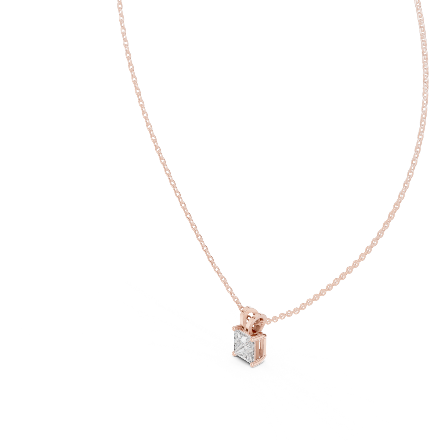 Colgante Solitario de Diamante Corte Princesa 1.04ct en Córdoba, España | Engaste Clásico de Cuatro Garras tipo Cesta | Diamante Creado en Laboratorio Color D Claridad VS | Oro 10K/18K, Plata y Platino (Disponible en Cadenas de 40cm, 45cm y 50cm)