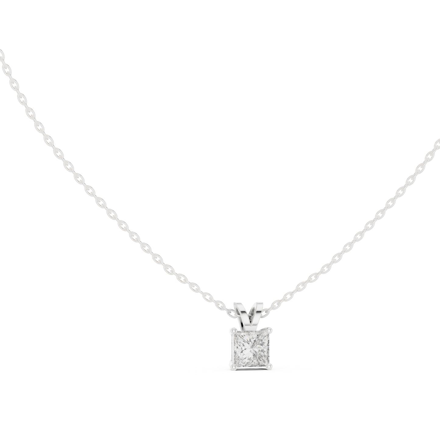 Colgante Solitario de Diamante Corte Princesa 1.04ct en Córdoba, España | Engaste Clásico de Cuatro Garras tipo Cesta | Diamante Creado en Laboratorio Color D Claridad VS | Oro 10K/18K, Plata y Platino (Disponible en Cadenas de 40cm, 45cm y 50cm)