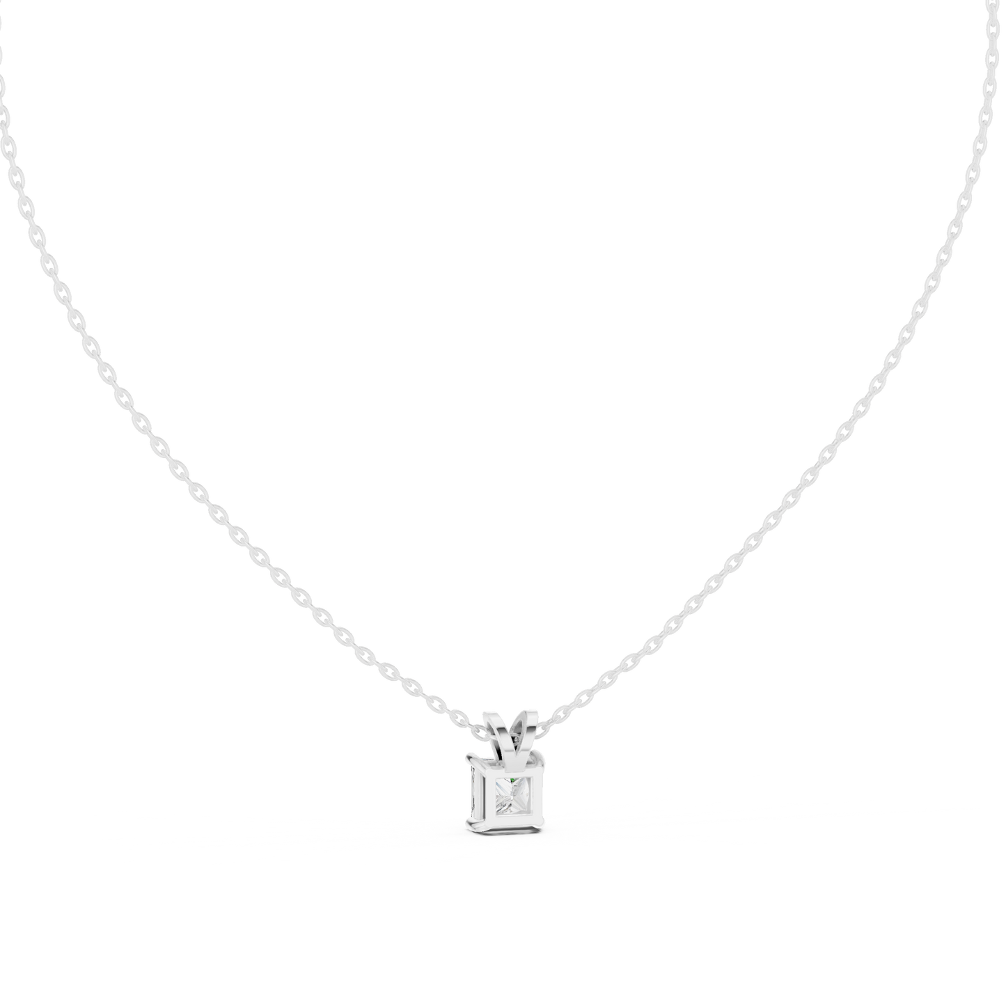 Colgante Solitario de Diamante Corte Princesa 1.04ct en Córdoba, España | Engaste Clásico de Cuatro Garras tipo Cesta | Diamante Creado en Laboratorio Color D Claridad VS | Oro 10K/18K, Plata y Platino (Disponible en Cadenas de 40cm, 45cm y 50cm)