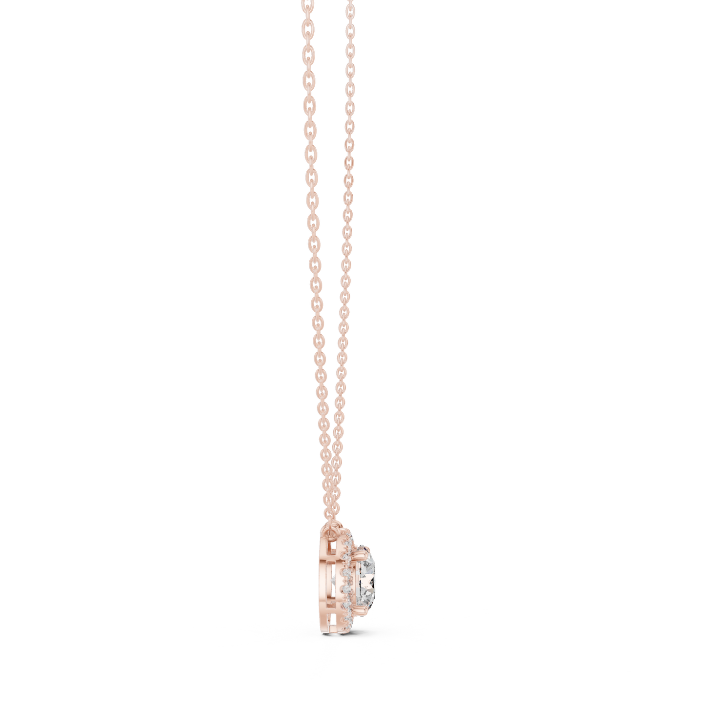 Colgante Halo de Diamantes Redondos Brillantes 2.38ctw en Córdoba, España| Solitario Central de 8.20mm | Diamante Creado en Laboratorio Color D Claridad VS | Oro 10K/18K, Plata y Platino (Disponible en Cadenas de 40cm, 45cm y 50cm)
