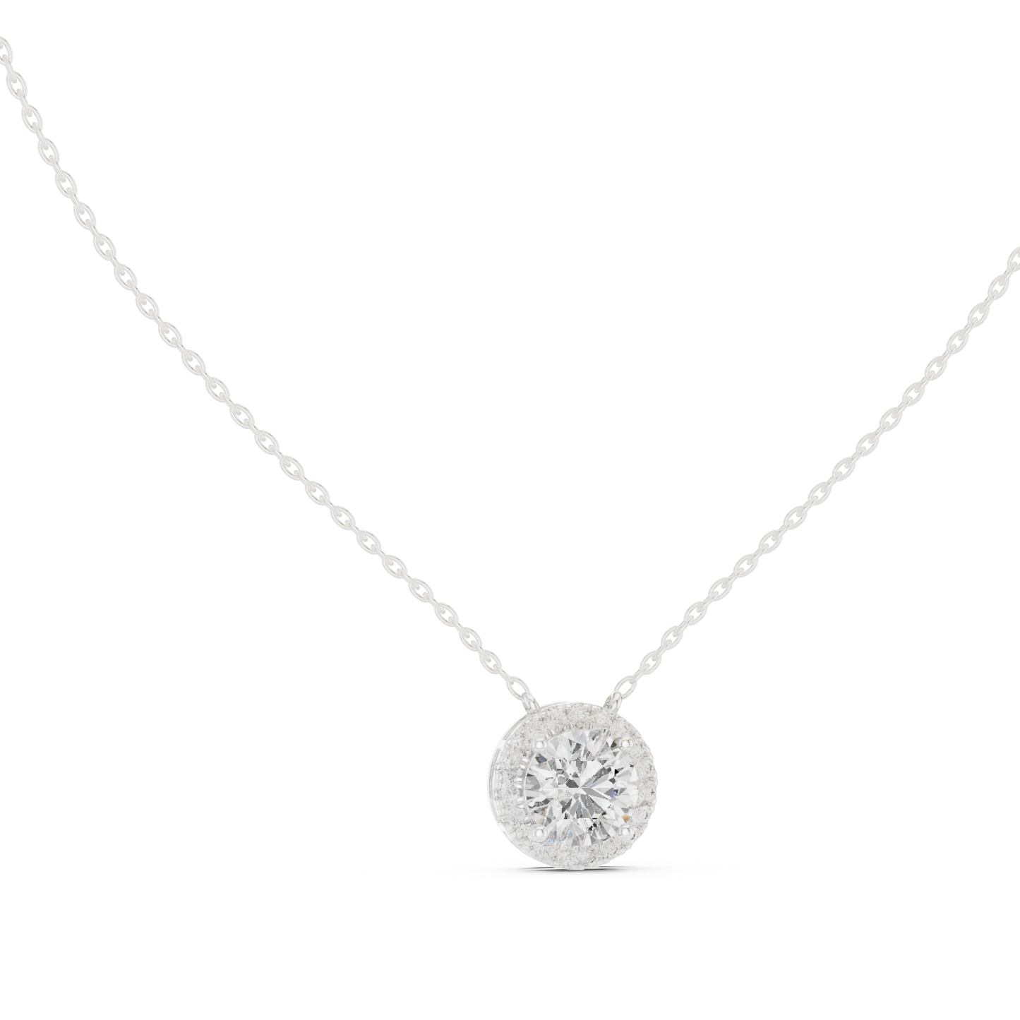 Colgante Halo de Diamantes Redondos Brillantes 2.38ctw en Córdoba, España| Solitario Central de 8.20mm | Diamante Creado en Laboratorio Color D Claridad VS | Oro 10K/18K, Plata y Platino (Disponible en Cadenas de 40cm, 45cm y 50cm)