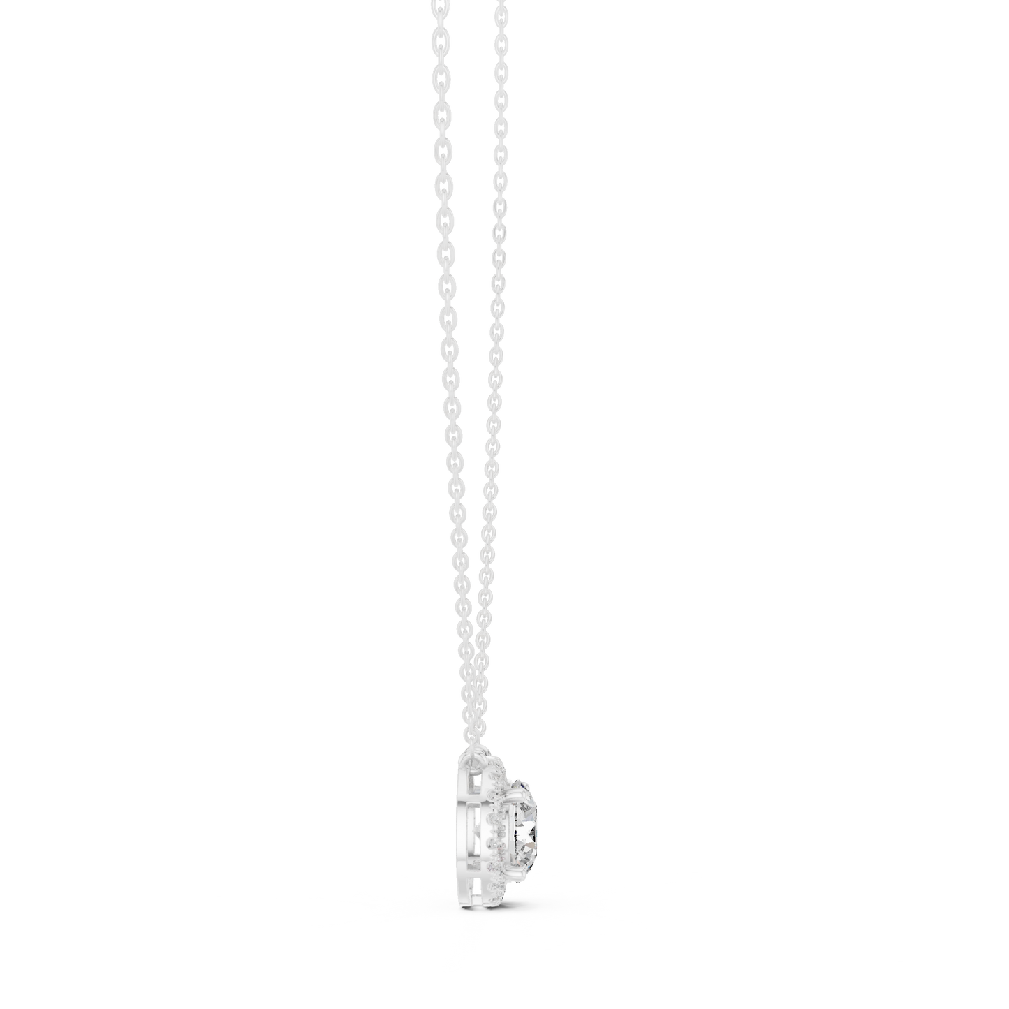 Colgante Halo de Diamantes Redondos Brillantes 2.38ctw en Córdoba, España| Solitario Central de 8.20mm | Diamante Creado en Laboratorio Color D Claridad VS | Oro 10K/18K, Plata y Platino (Disponible en Cadenas de 40cm, 45cm y 50cm)