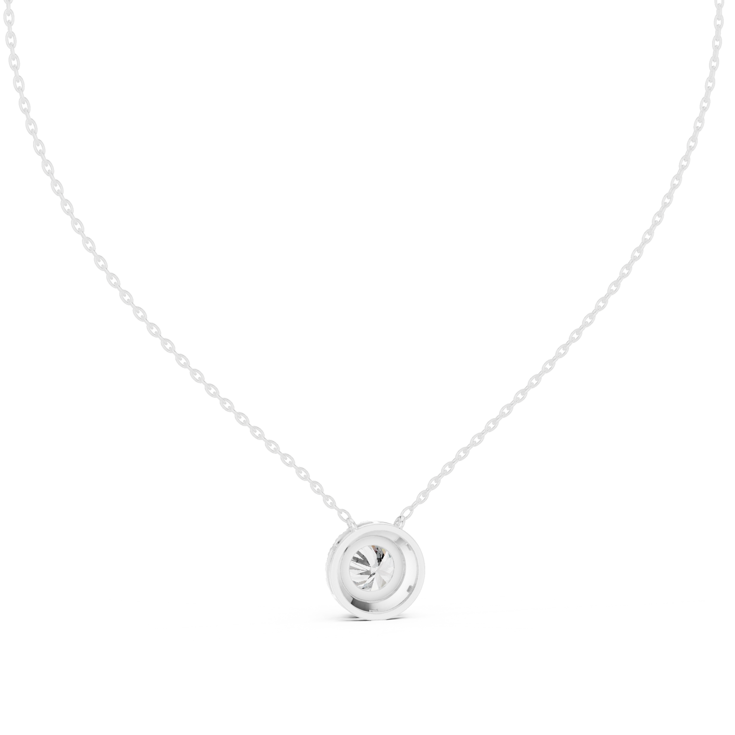 Colgante Halo de Diamantes Redondos Brillantes 2.38ctw en Córdoba, España| Solitario Central de 8.20mm | Diamante Creado en Laboratorio Color D Claridad VS | Oro 10K/18K, Plata y Platino (Disponible en Cadenas de 40cm, 45cm y 50cm)