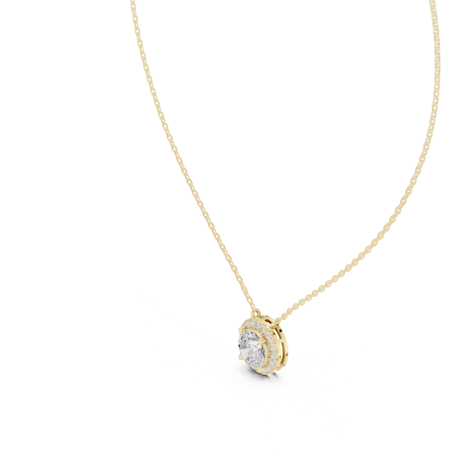 Colgante Halo de Diamantes Redondos Brillantes 2.38ctw en Córdoba, España| Solitario Central de 8.20mm | Diamante Creado en Laboratorio Color D Claridad VS | Oro 10K/18K, Plata y Platino (Disponible en Cadenas de 40cm, 45cm y 50cm)