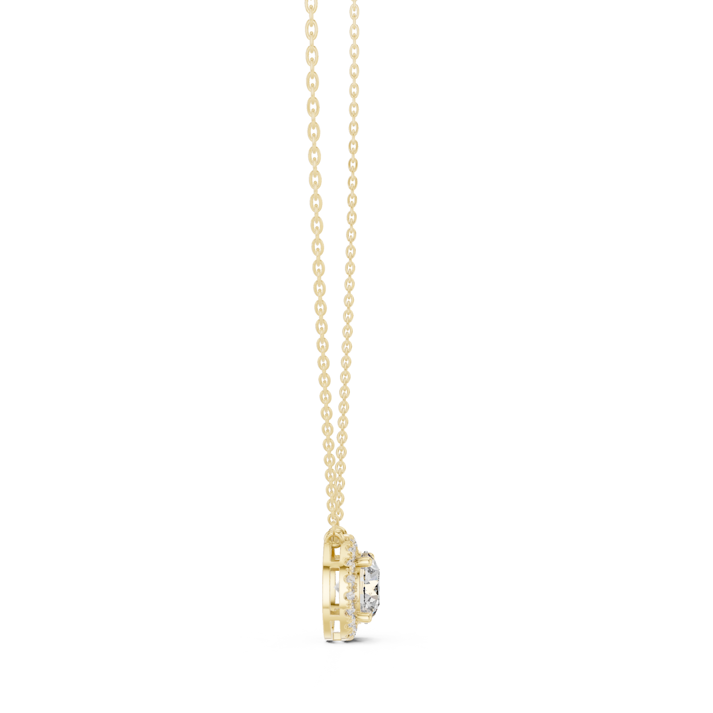 Colgante Halo de Diamantes Redondos Brillantes 2.38ctw en Córdoba, España| Solitario Central de 8.20mm | Diamante Creado en Laboratorio Color D Claridad VS | Oro 10K/18K, Plata y Platino (Disponible en Cadenas de 40cm, 45cm y 50cm)