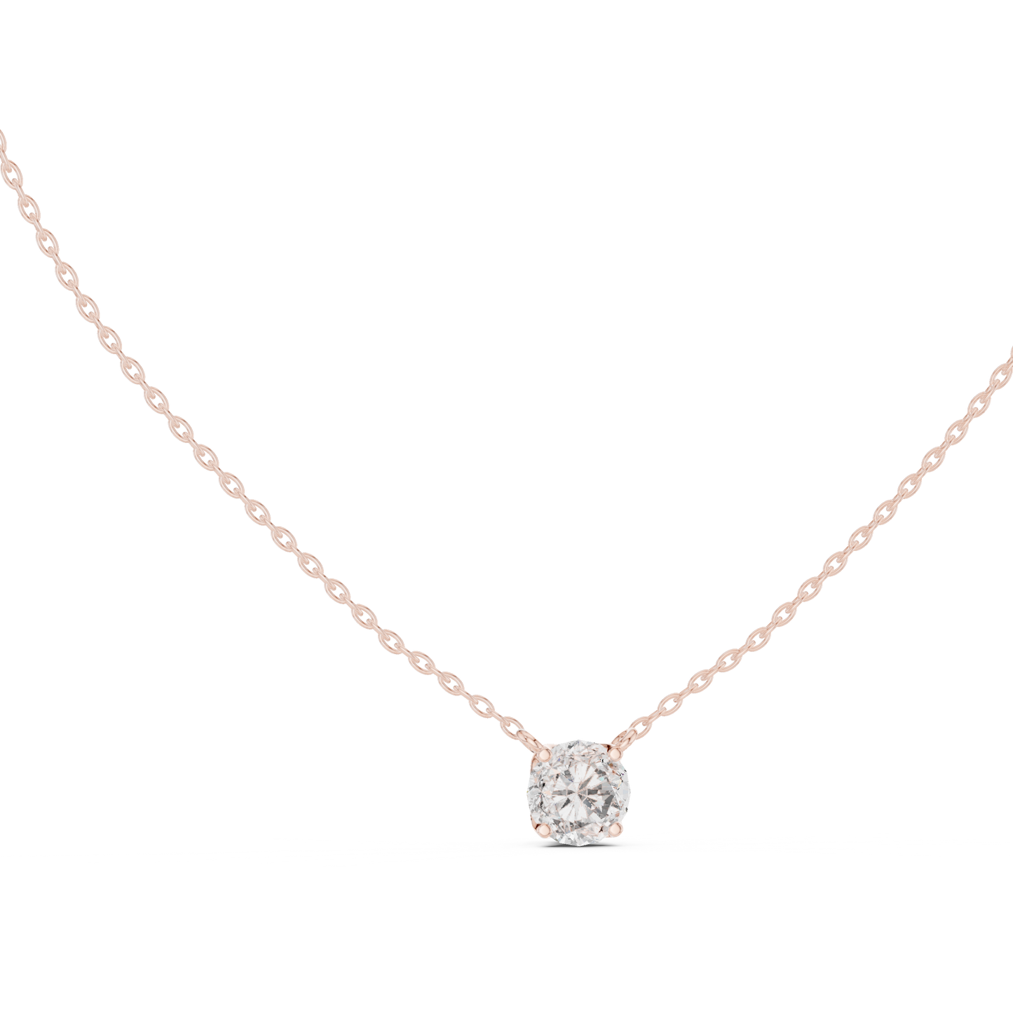Colgante Solitario de Diamante Redondo Brillante 1.00ct en Córdoba, España| Elegante Cesta Loto de Cuatro Garras | Diamante Creado en Laboratorio Color D Claridad VS | Oro 10K/18K, Plata y Platino (Disponible en Cadenas de 40cm, 45cm y 50cm)