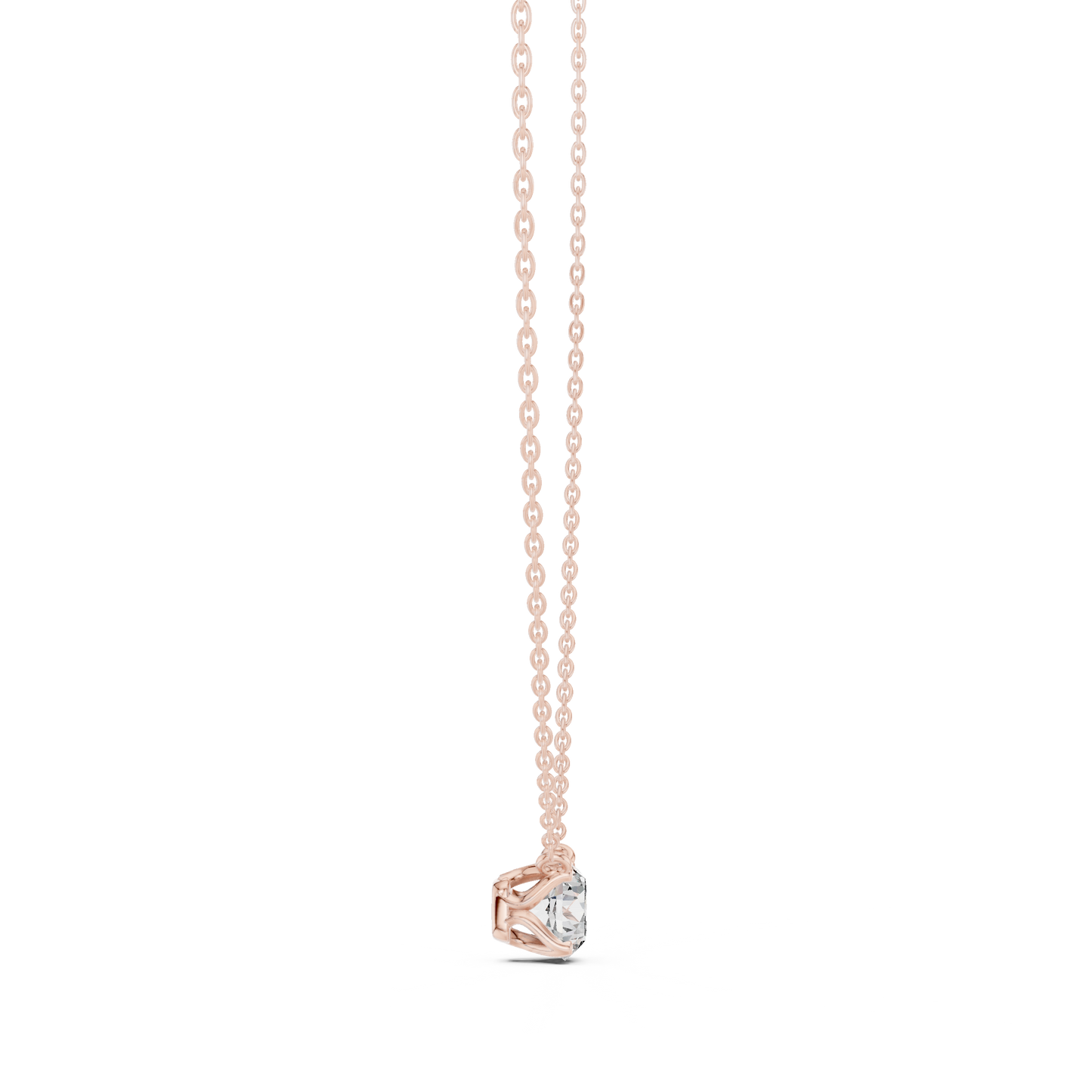 Colgante Solitario de Diamante Redondo Brillante 1.00ct en Córdoba, España| Elegante Cesta Loto de Cuatro Garras | Diamante Creado en Laboratorio Color D Claridad VS | Oro 10K/18K, Plata y Platino (Disponible en Cadenas de 40cm, 45cm y 50cm)