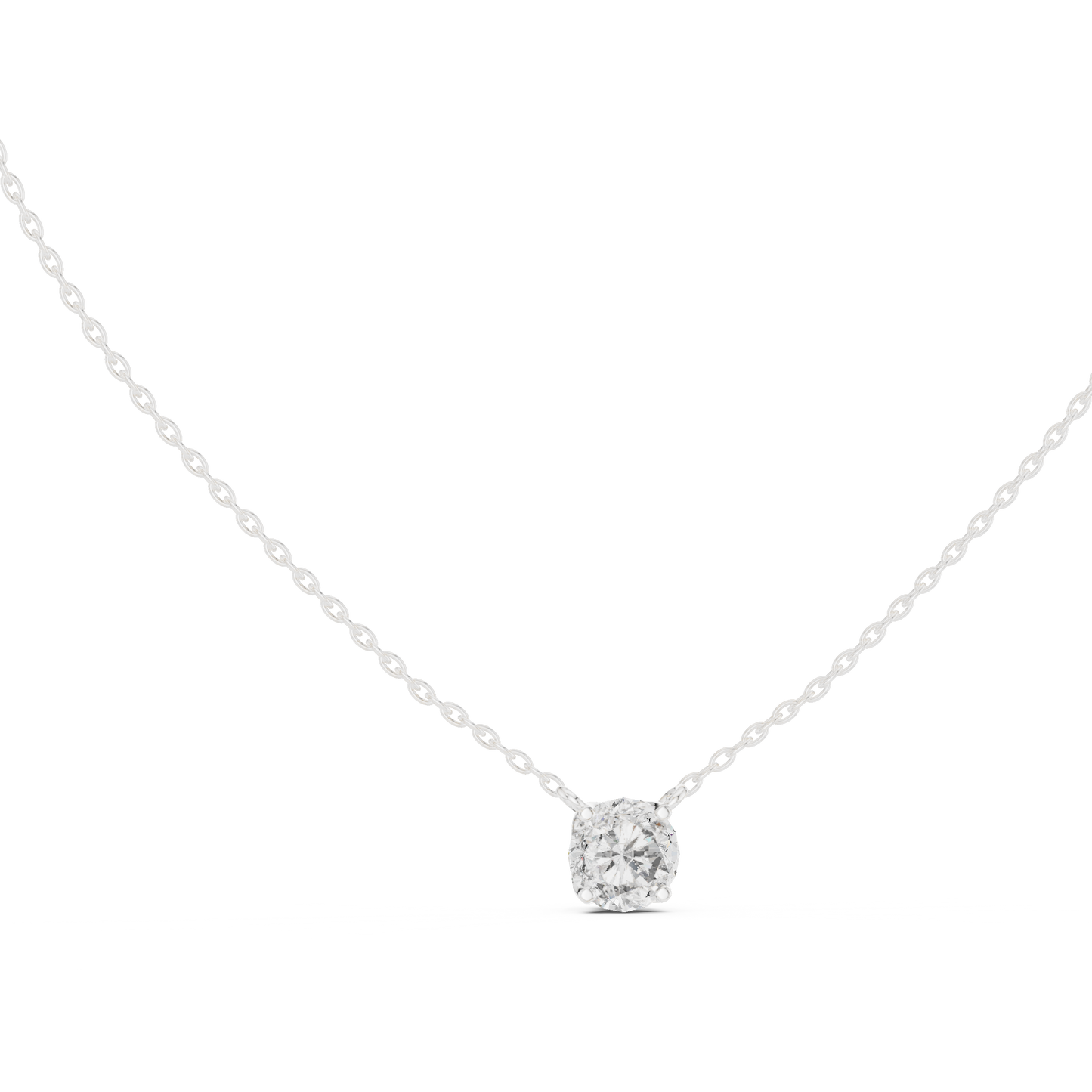 Colgante Solitario de Diamante Redondo Brillante 1.00ct en Córdoba, España| Elegante Cesta Loto de Cuatro Garras | Diamante Creado en Laboratorio Color D Claridad VS | Oro 10K/18K, Plata y Platino (Disponible en Cadenas de 40cm, 45cm y 50cm)