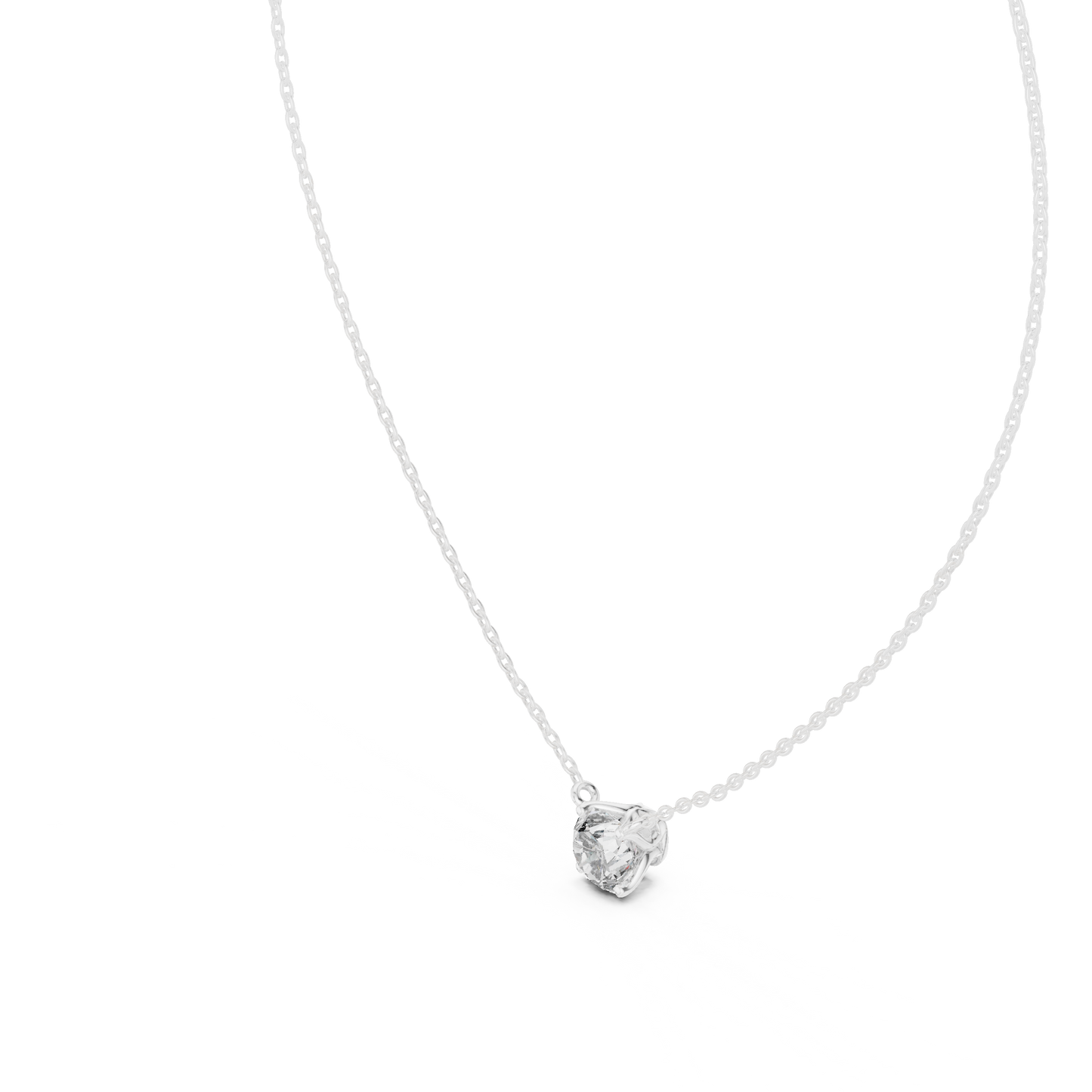 Colgante Solitario de Diamante Redondo Brillante 1.00ct en Córdoba, España| Elegante Cesta Loto de Cuatro Garras | Diamante Creado en Laboratorio Color D Claridad VS | Oro 10K/18K, Plata y Platino (Disponible en Cadenas de 40cm, 45cm y 50cm)