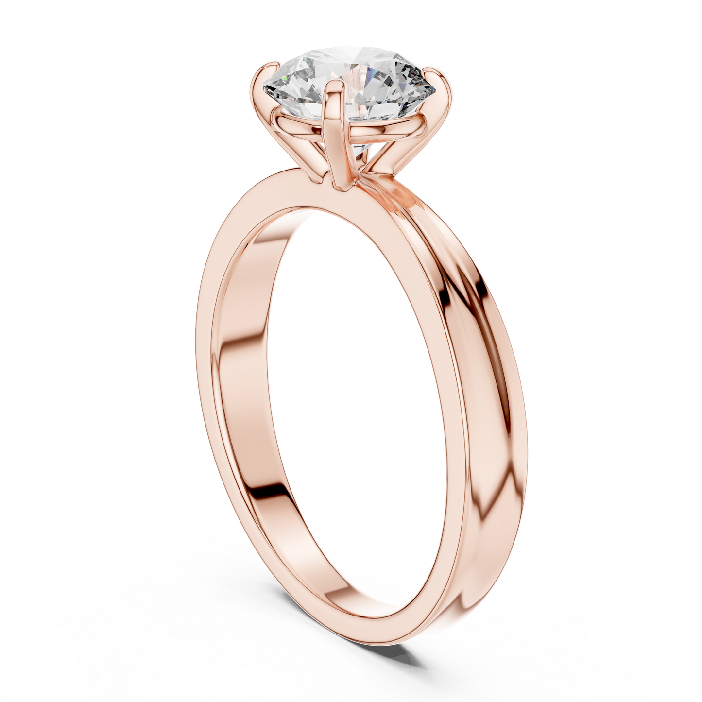 Anillo Solitario Redondo 1.00ctw con Engaste Catedral Esculpida en Córdoba, España | Diamante Creado en Laboratorio en Oro 10K/18K, Plata y Platino (Tallas 8-20 Disponibles)
