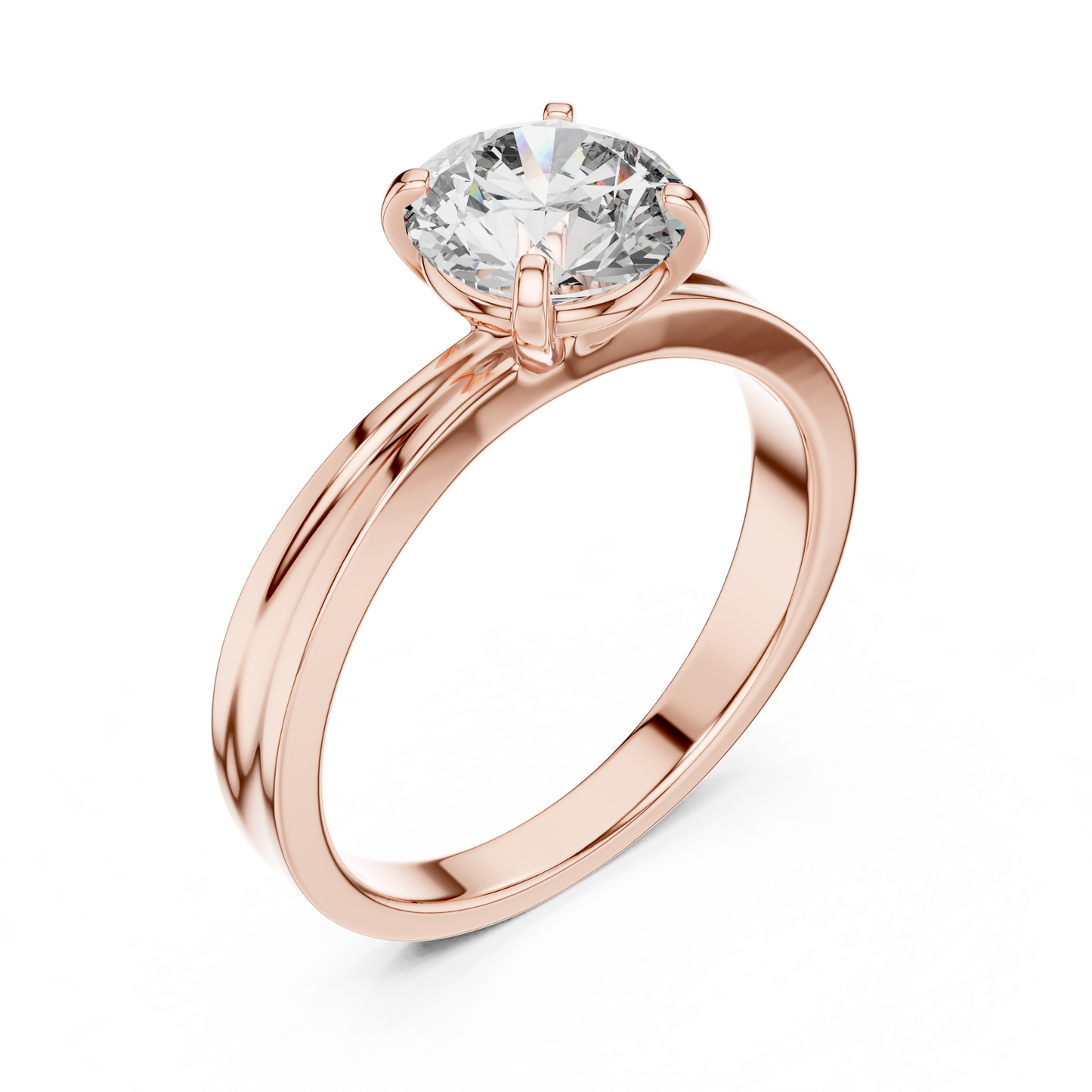 Anillo Solitario Redondo 1.00ctw con Engaste Catedral Esculpida en Córdoba, España | Diamante Creado en Laboratorio en Oro 10K/18K, Plata y Platino (Tallas 8-20 Disponibles)