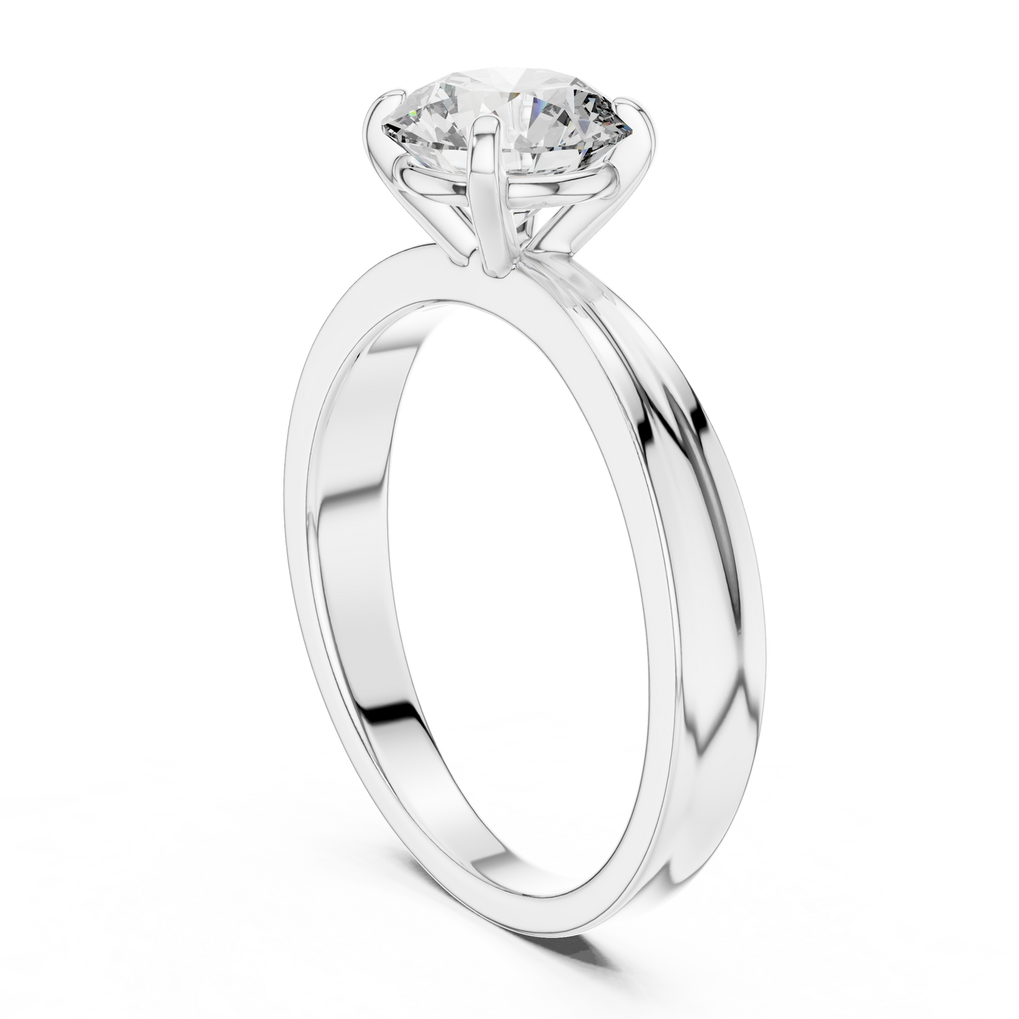 Anillo Solitario Redondo 1.00ctw con Engaste Catedral Esculpida en Córdoba, España | Diamante Creado en Laboratorio en Oro 10K/18K, Plata y Platino (Tallas 8-20 Disponibles)