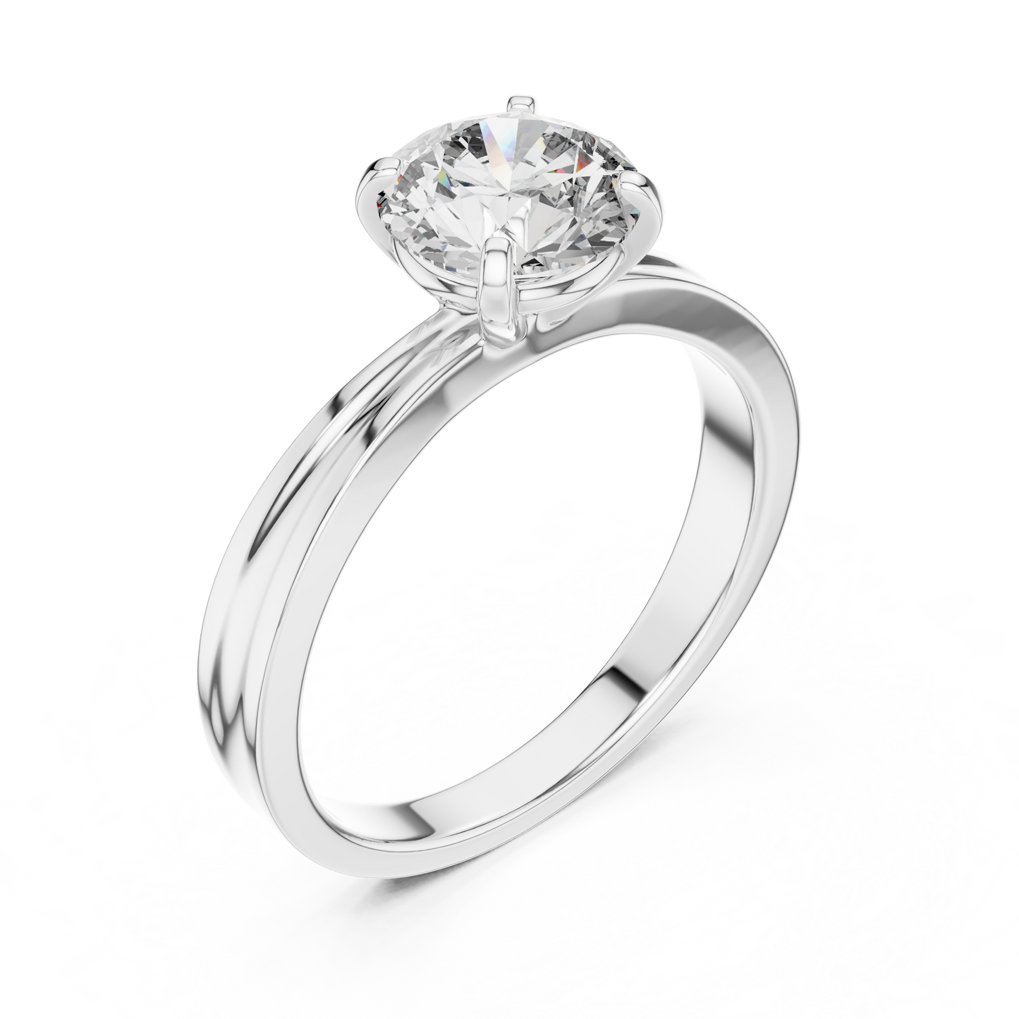 Anillo Solitario Redondo 1.00ctw con Engaste Catedral Esculpida en Córdoba, España | Diamante Creado en Laboratorio en Oro 10K/18K, Plata y Platino (Tallas 8-20 Disponibles)