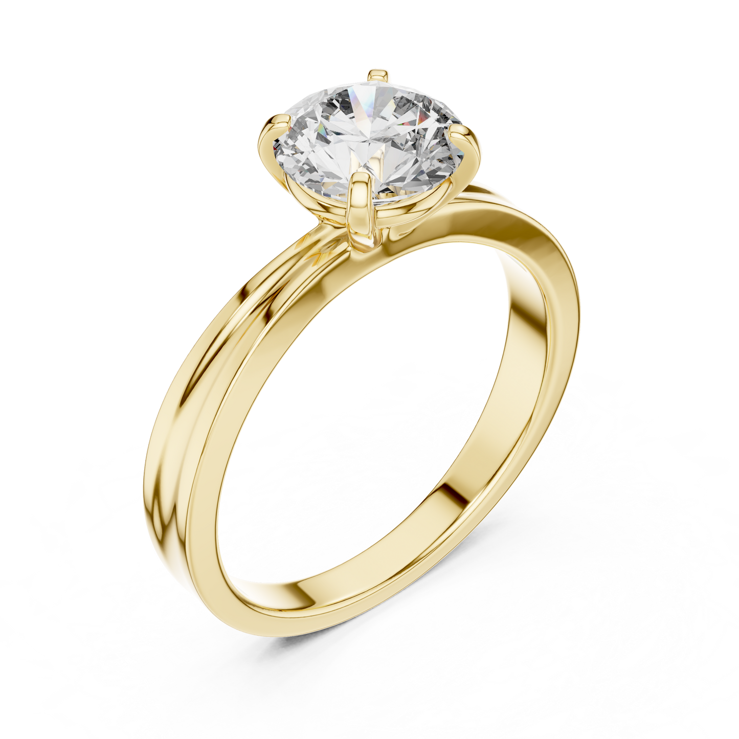 Anillo Solitario Redondo 1.00ctw con Engaste Catedral Esculpida en Córdoba, España | Diamante Creado en Laboratorio en Oro 10K/18K, Plata y Platino (Tallas 8-20 Disponibles)