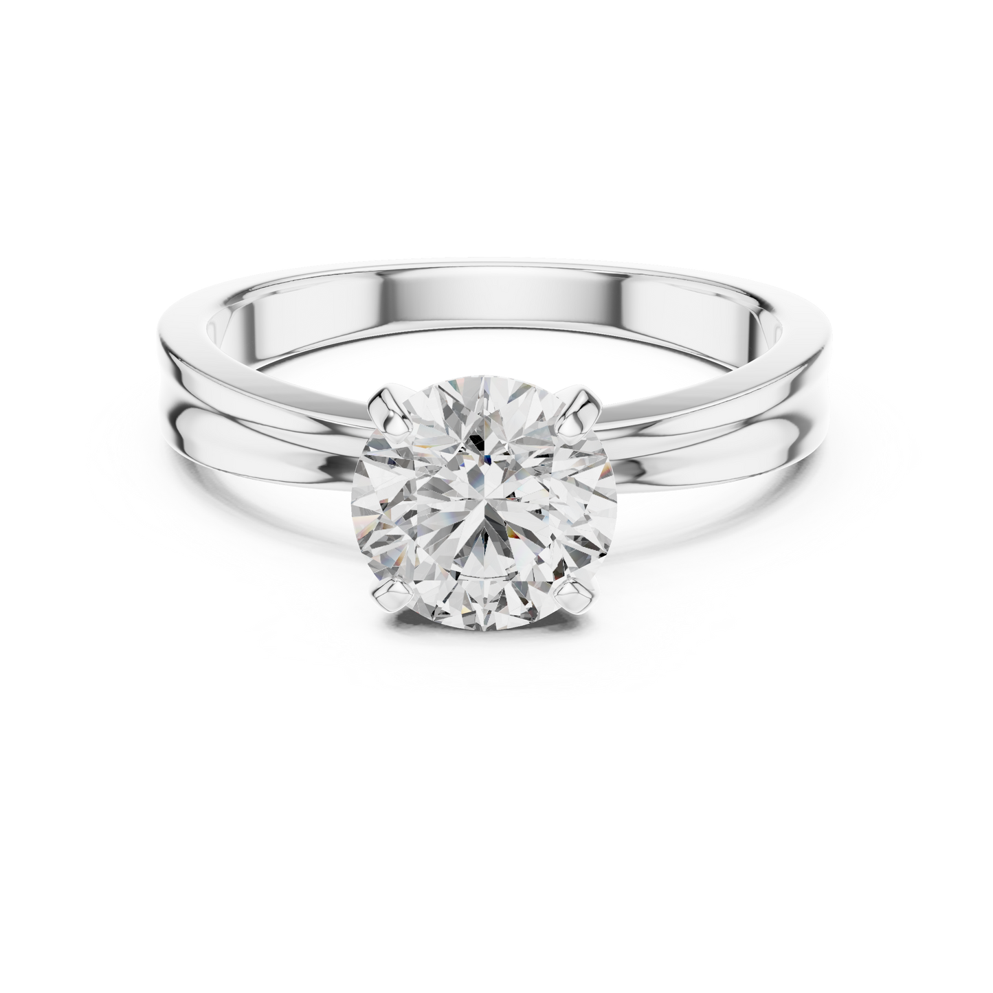 Anillo Solitario Redondo 1.00ctw con Engaste Catedral Esculpida en Córdoba, España | Diamante Creado en Laboratorio en Oro 10K/18K, Plata y Platino (Tallas 8-20 Disponibles)