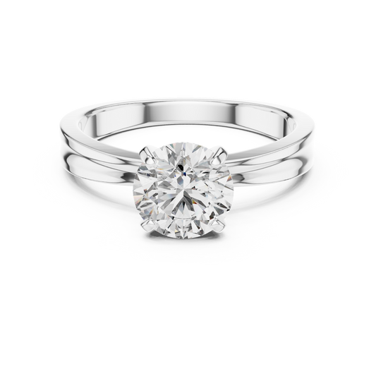 Anillo Solitario Redondo 1.00ctw con Engaste Catedral Esculpida en Córdoba, España | Diamante Creado en Laboratorio en Oro 10K/18K, Plata y Platino (Tallas 8-20 Disponibles)