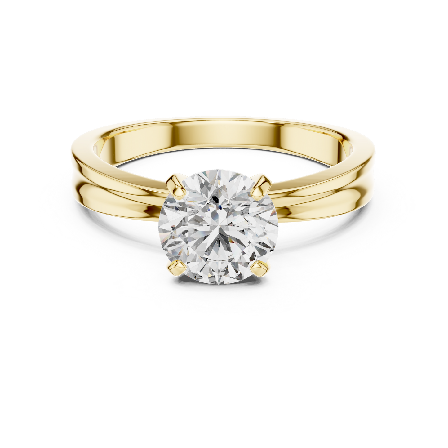 Anillo Solitario Redondo 1.00ctw con Engaste Catedral Esculpida en Córdoba, España | Diamante Creado en Laboratorio en Oro 10K/18K, Plata y Platino (Tallas 8-20 Disponibles)