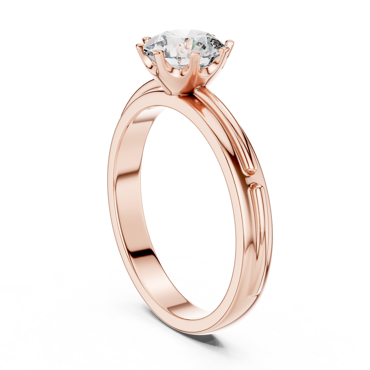 Anillo Solitario Redondo 1.00ctw con Banda Catedral Esculpida en Córdoba, España | Diamante Creado en Laboratorio en Oro 10K/18K, Plata y Platino (Tallas 8-20 Disponibles)