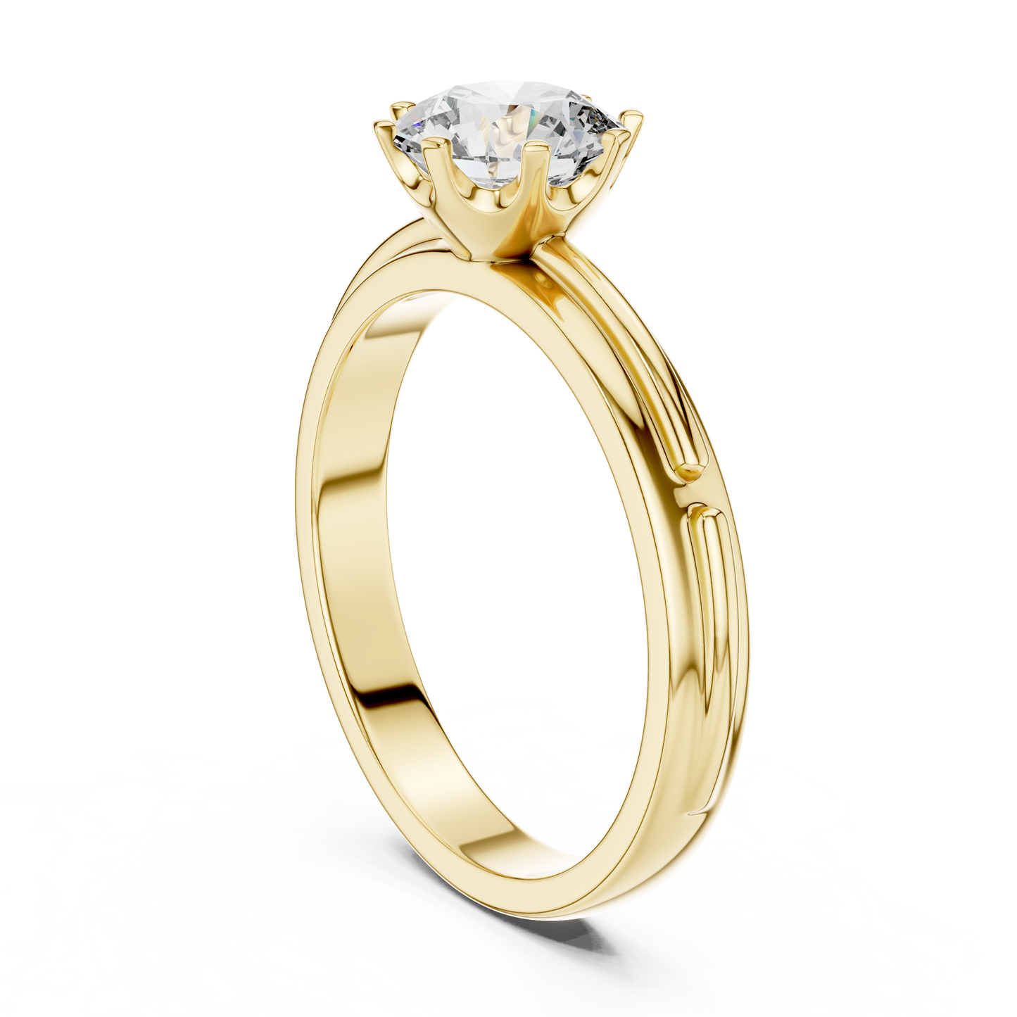 Anillo Solitario Redondo 1.00ctw con Banda Catedral Esculpida en Córdoba, España | Diamante Creado en Laboratorio en Oro 10K/18K, Plata y Platino (Tallas 8-20 Disponibles)