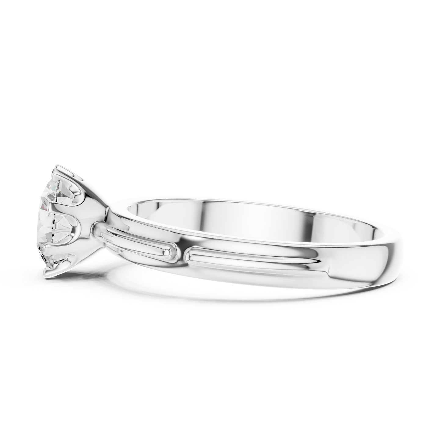 Anillo Solitario Redondo 1.00ctw con Banda Catedral Esculpida en Córdoba, España | Diamante Creado en Laboratorio en Oro 10K/18K, Plata y Platino (Tallas 8-20 Disponibles)