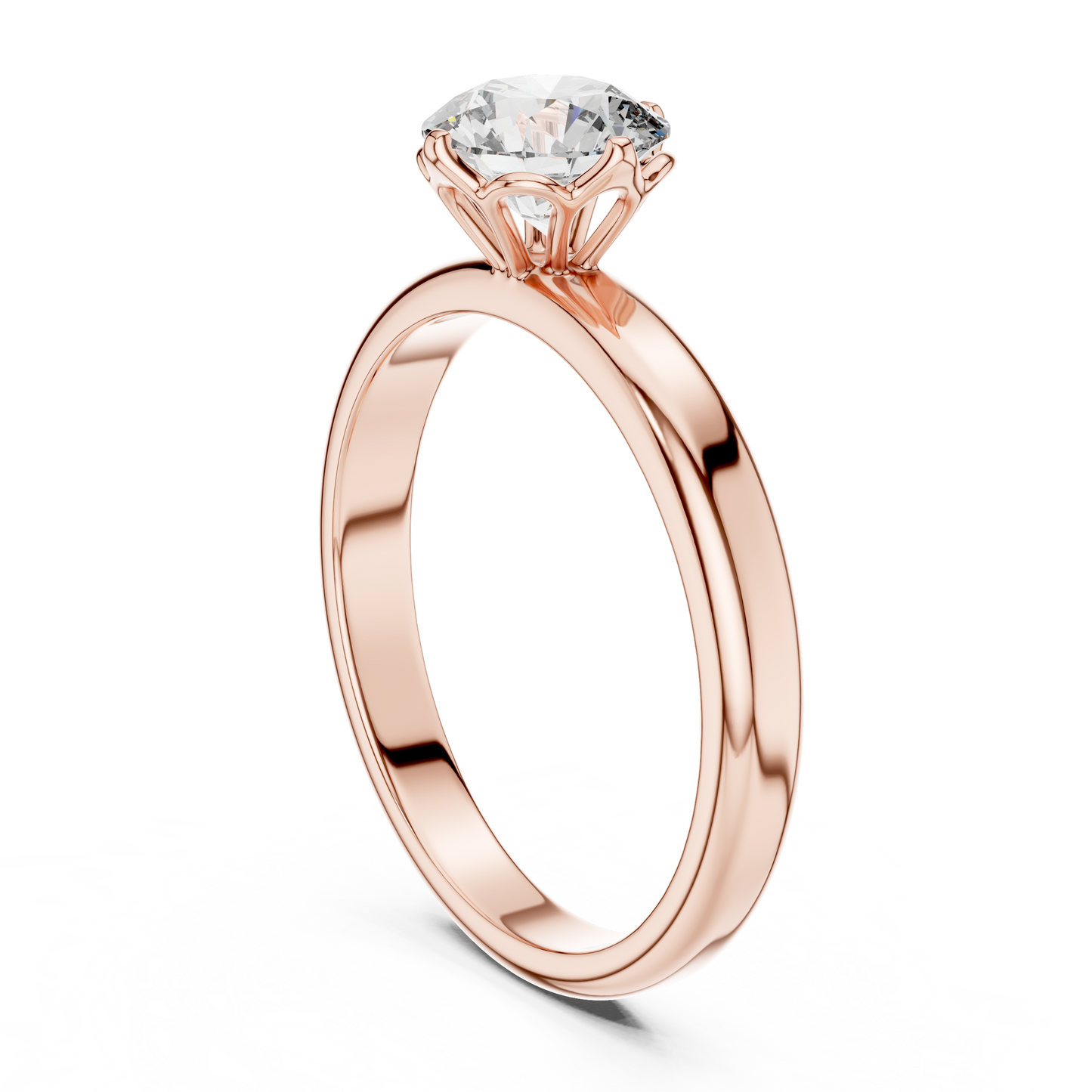 Anillo Solitario Redondo 1.00ctw con Engaste Catedral Esculpido en Córdoba, España| Diamante Creado en Laboratorio en Oro 10K/18K, Plata y Platino (Tallas 8-20 Disponibles)