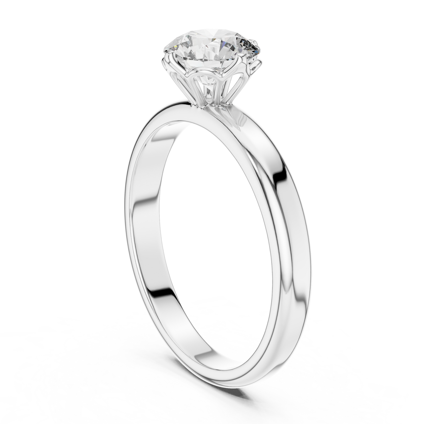 Anillo Solitario Redondo 1.00ctw con Engaste Catedral Esculpido en Córdoba, España| Diamante Creado en Laboratorio en Oro 10K/18K, Plata y Platino (Tallas 8-20 Disponibles)