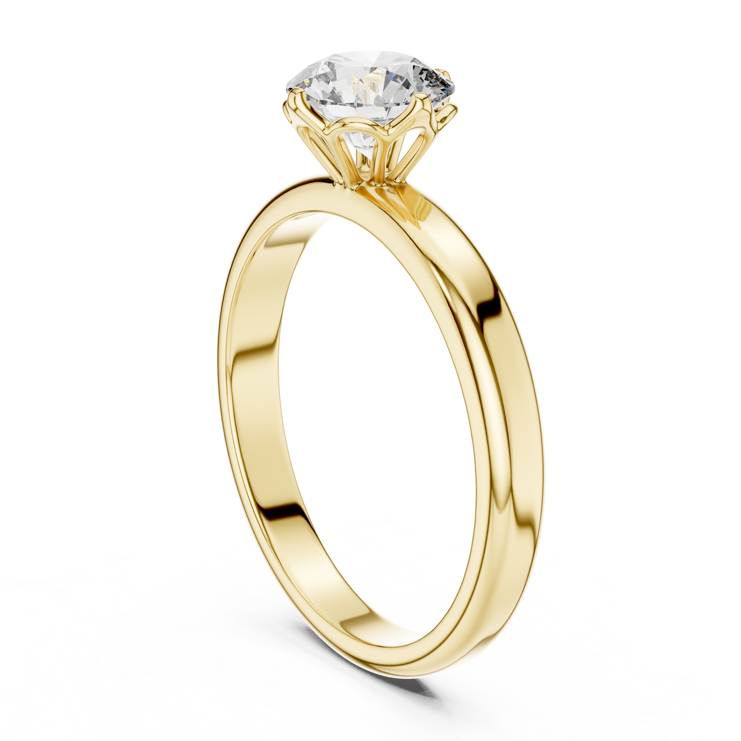Anillo Solitario Redondo 1.00ctw con Engaste Catedral Esculpido en Córdoba, España| Diamante Creado en Laboratorio en Oro 10K/18K, Plata y Platino (Tallas 8-20 Disponibles)