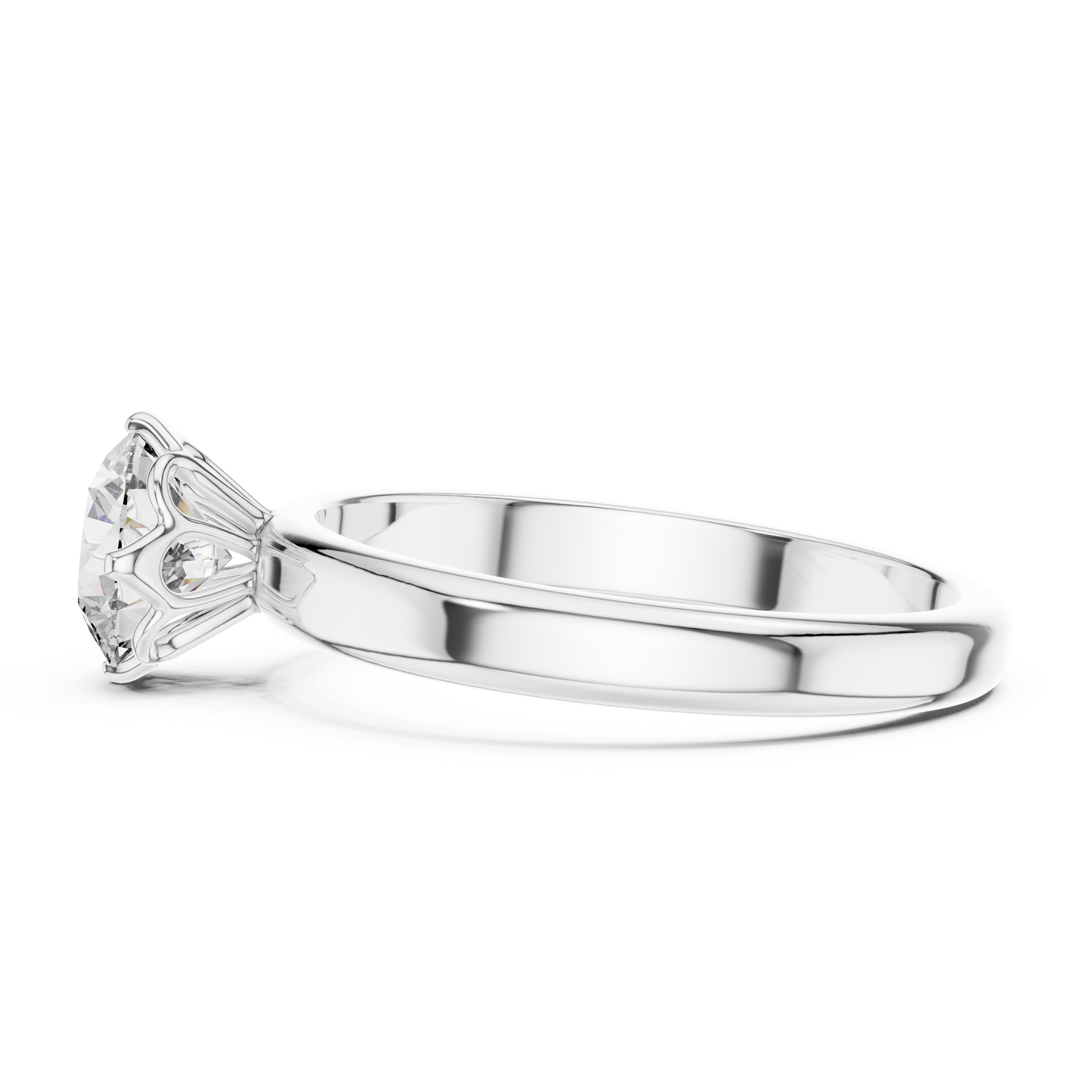 Anillo Solitario Redondo 1.00ctw con Engaste Catedral Esculpido en Córdoba, España| Diamante Creado en Laboratorio en Oro 10K/18K, Plata y Platino (Tallas 8-20 Disponibles)