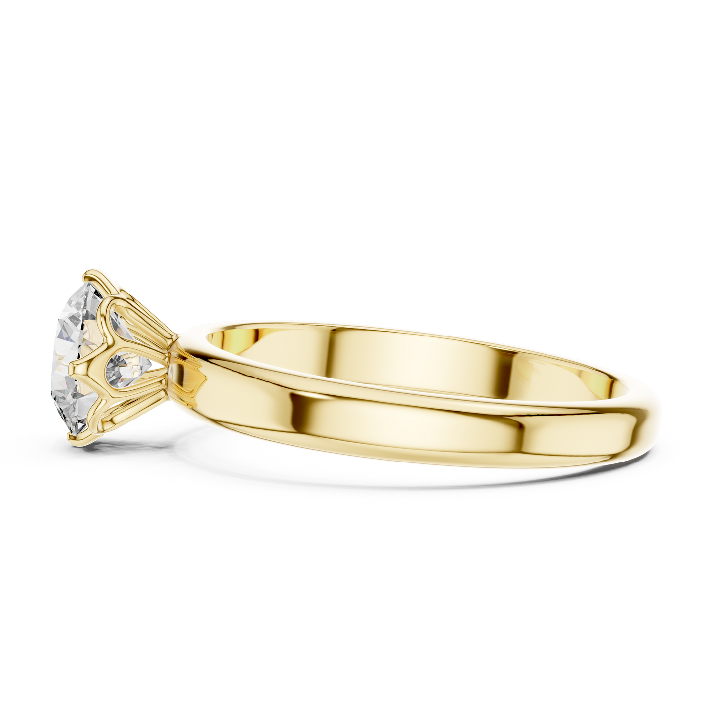 Anillo Solitario Redondo 1.00ctw con Engaste Catedral Esculpido en Córdoba, España| Diamante Creado en Laboratorio en Oro 10K/18K, Plata y Platino (Tallas 8-20 Disponibles)