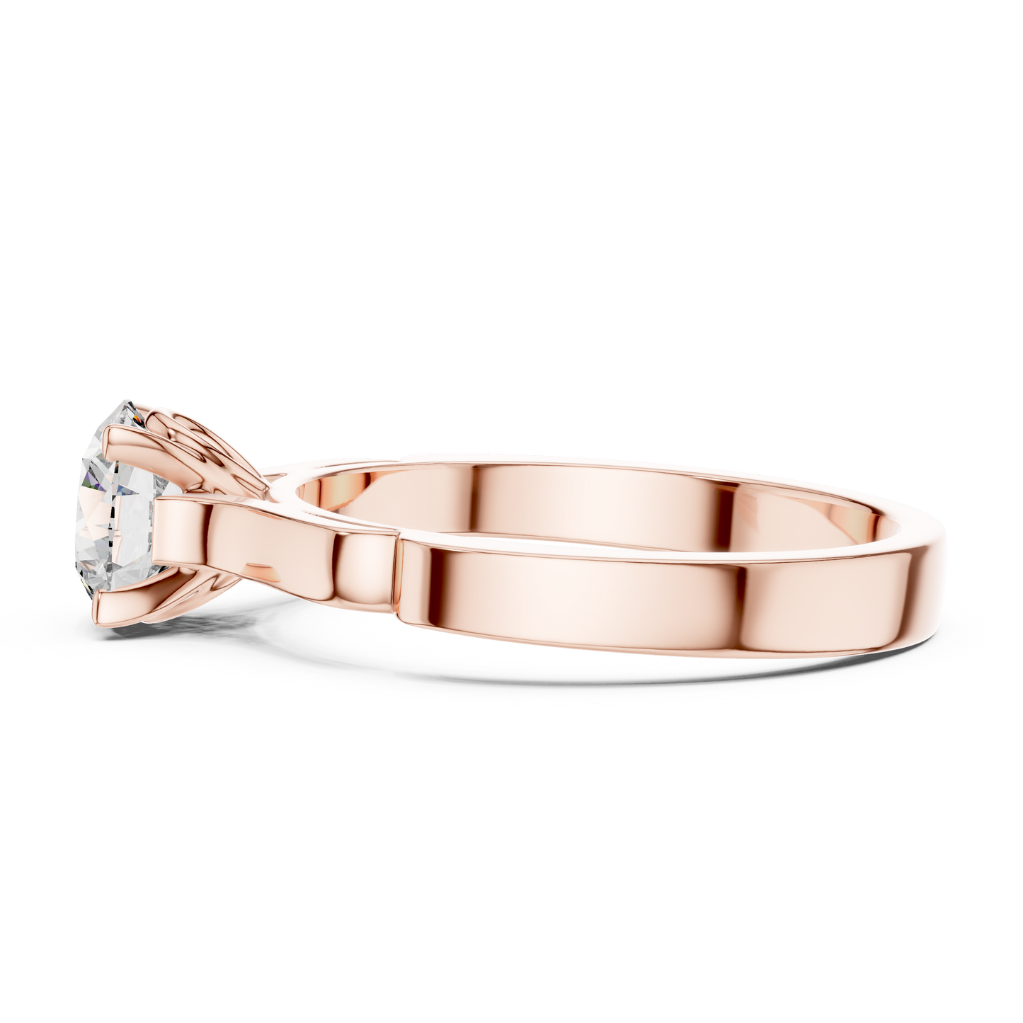 Anillo Solitario Redondo 1.00ctw con Banda Esculpida y Afinada en Córdoba, España | Diamante Creado en Laboratorio en Oro 10K/18K, Plata y Platino (Tallas 8-20 Disponibles)