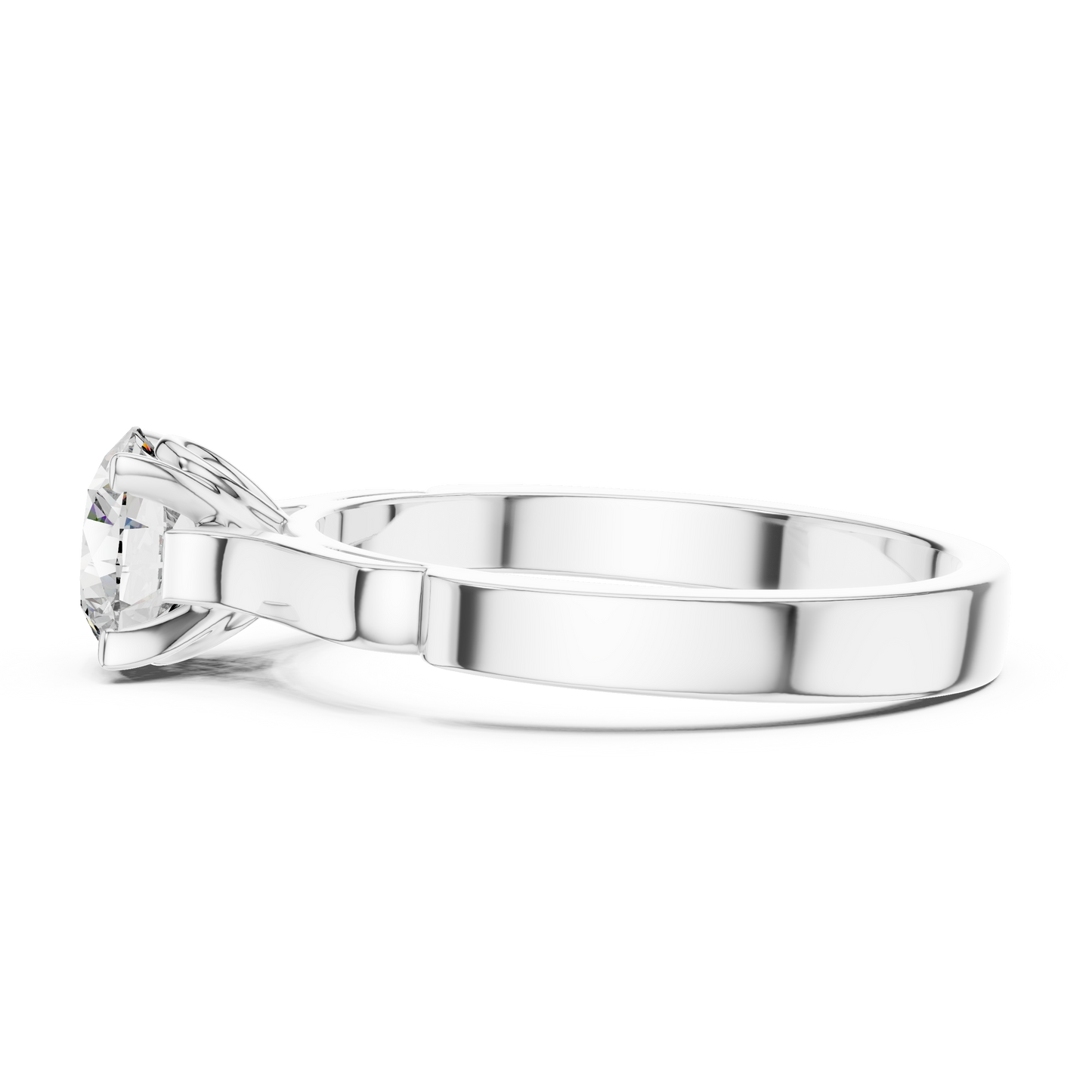 Anillo Solitario Redondo 1.00ctw con Banda Esculpida y Afinada en Córdoba, España | Diamante Creado en Laboratorio en Oro 10K/18K, Plata y Platino (Tallas 8-20 Disponibles)