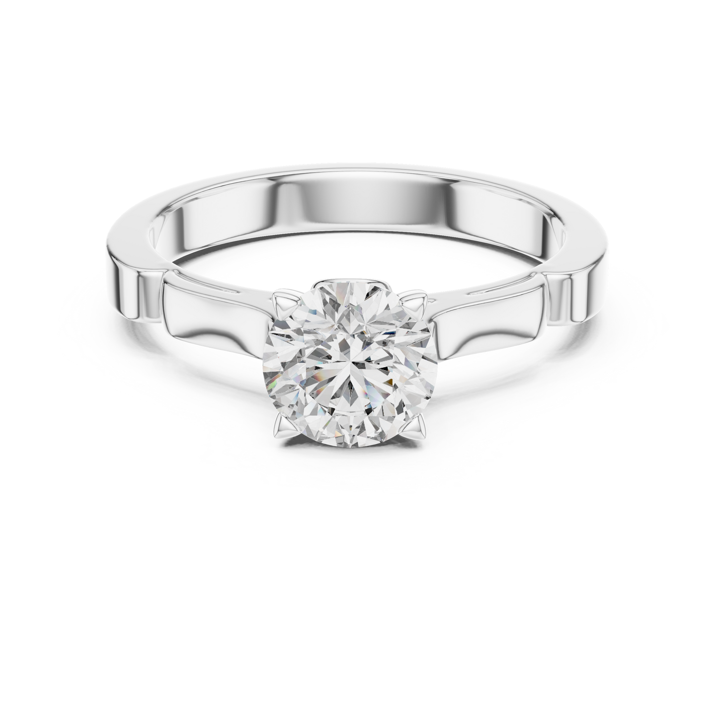 Anillo Solitario Redondo 1.00ctw con Banda Esculpida y Afinada en Córdoba, España | Diamante Creado en Laboratorio en Oro 10K/18K, Plata y Platino (Tallas 8-20 Disponibles)
