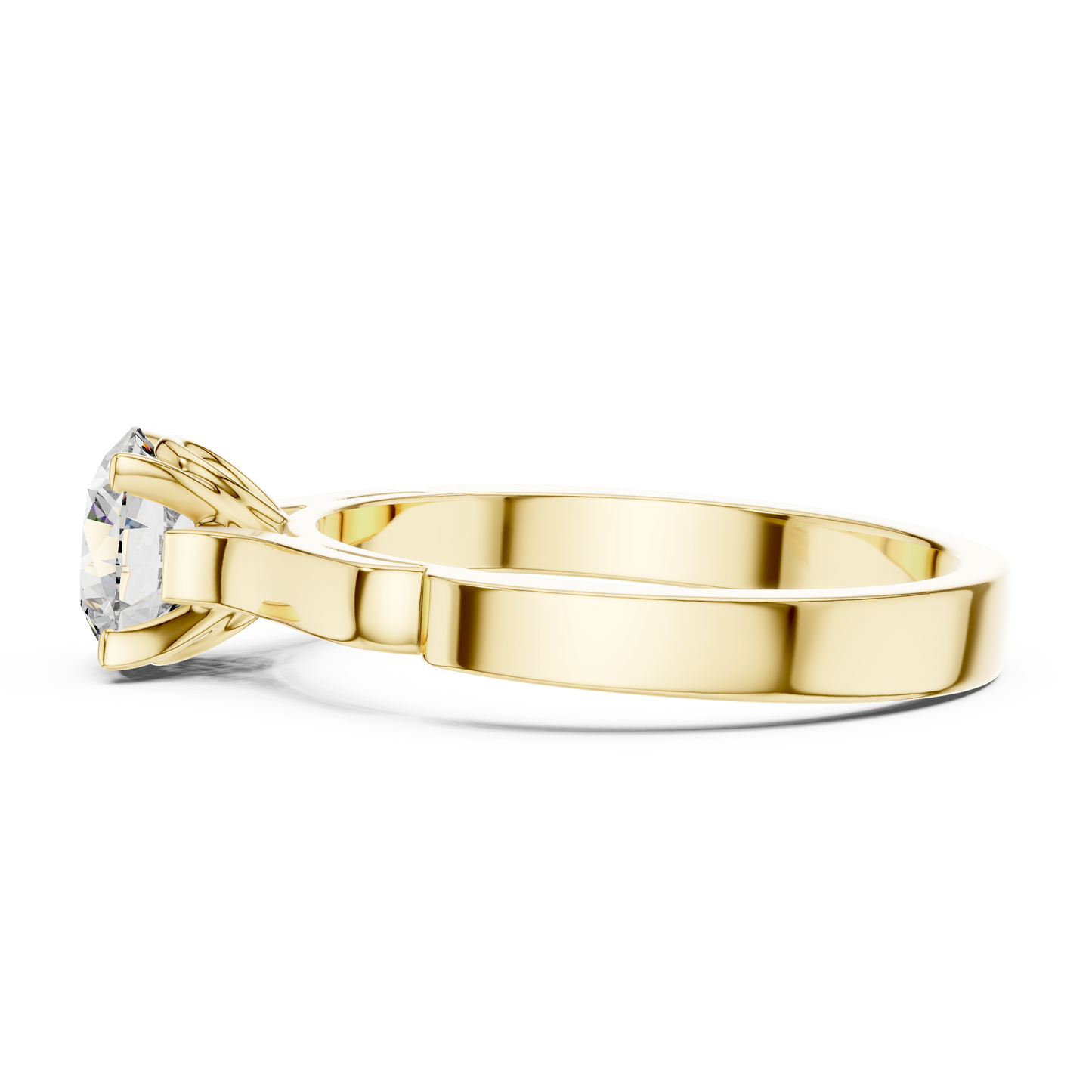 Anillo Solitario Redondo 1.00ctw con Banda Esculpida y Afinada en Córdoba, España | Diamante Creado en Laboratorio en Oro 10K/18K, Plata y Platino (Tallas 8-20 Disponibles)