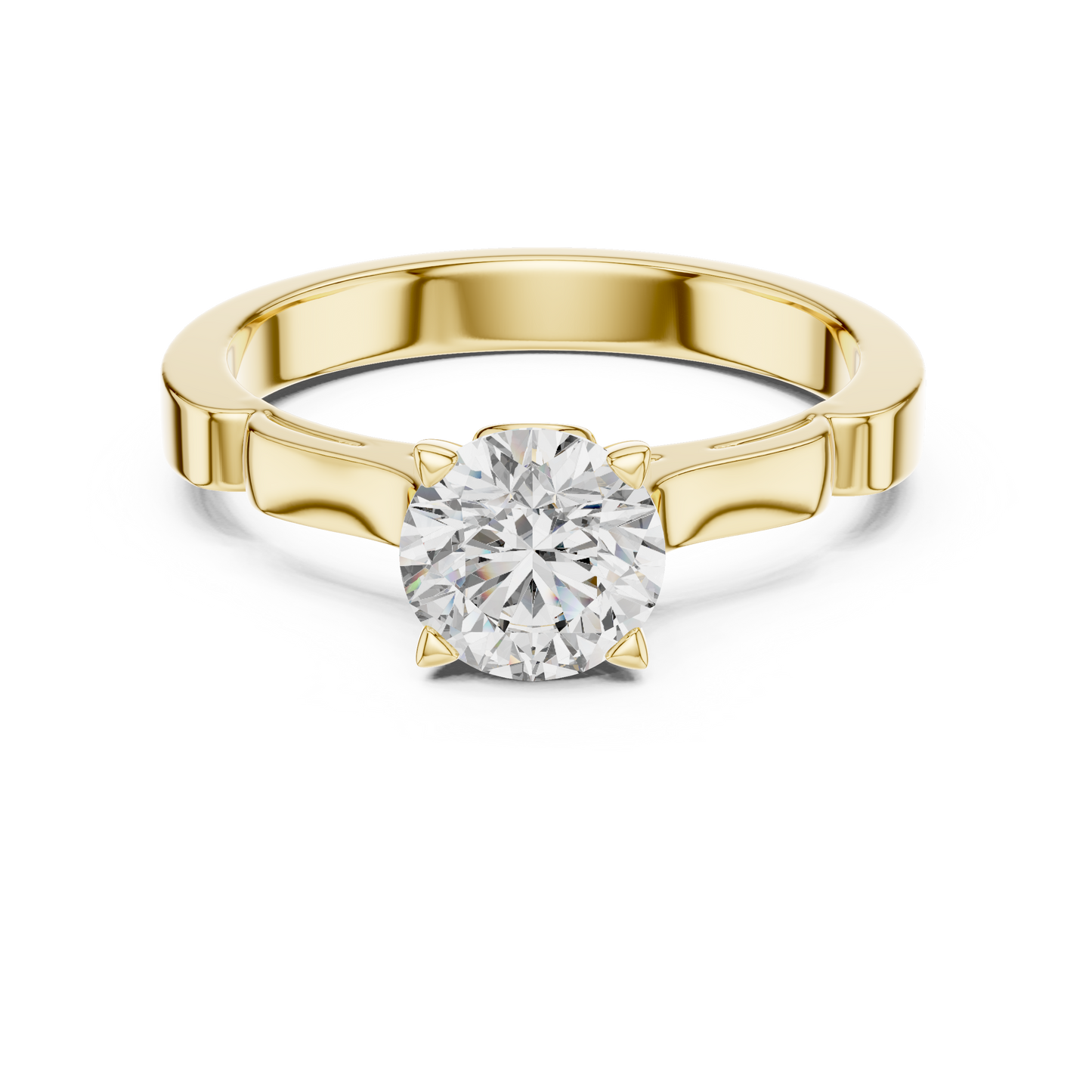 Anillo Solitario Redondo 1.00ctw con Banda Esculpida y Afinada en Córdoba, España | Diamante Creado en Laboratorio en Oro 10K/18K, Plata y Platino (Tallas 8-20 Disponibles)