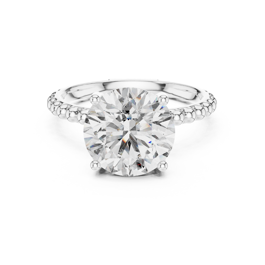 Anillo Solitario Redondo 2.80ctw con Banda Beaded Bubble en Córdoba, España | Diamante Creado en Laboratorio en Oro 10K/18K, Plata y Platino (Tallas 8-20 Disponibles)