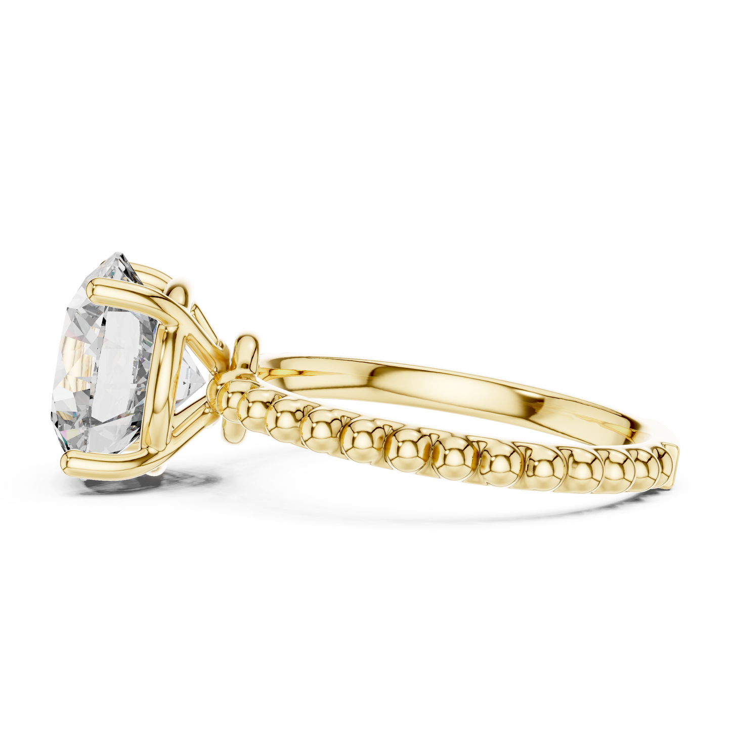 Anillo Solitario Redondo 2.80ctw con Banda Beaded Bubble en Córdoba, España | Diamante Creado en Laboratorio en Oro 10K/18K, Plata y Platino (Tallas 8-20 Disponibles)