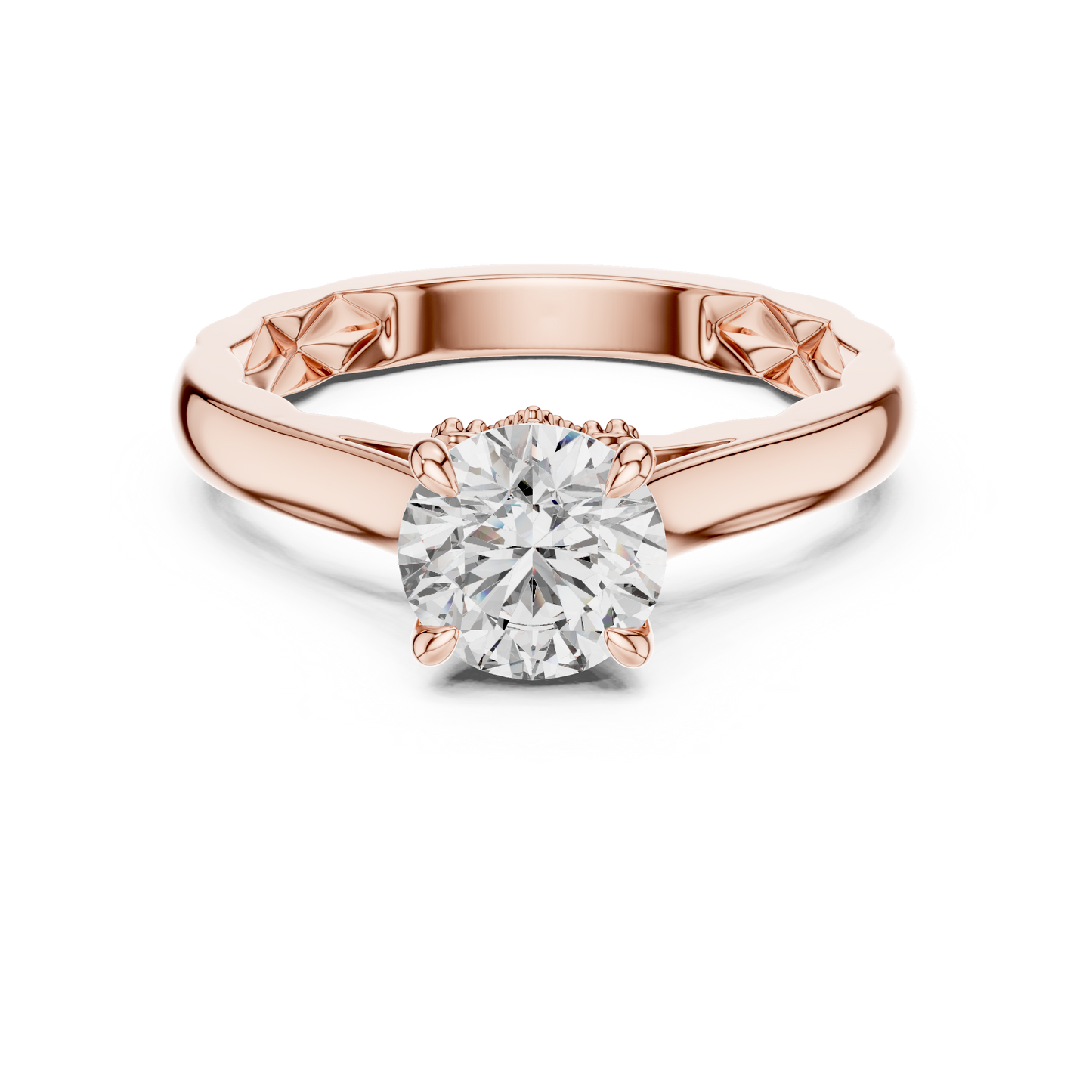 Anillo Solitario 1.02ctw Redondo con Acentos Pavé Trenzados en Córdoba, España | Diamante Creado en Laboratorio en Oro 10K/18K, Plata y Platino (Tallas 8-20 Disponibles)