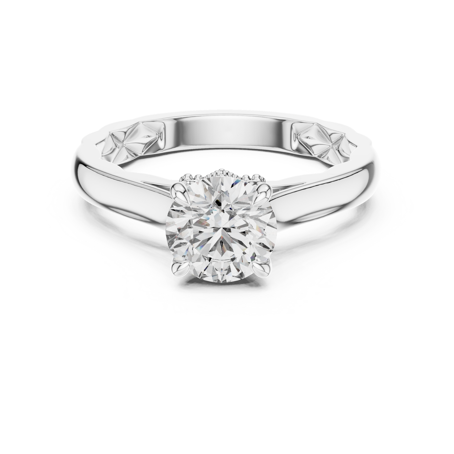 Anillo Solitario 1.02ctw Redondo con Acentos Pavé Trenzados en Córdoba, España | Diamante Creado en Laboratorio en Oro 10K/18K, Plata y Platino (Tallas 8-20 Disponibles)