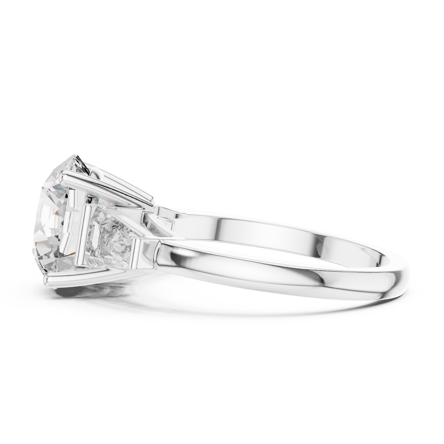 Anillo Solitario 4.17ctw Redondo con Acentos Baguette Cónicos | Diamante Creado en Laboratorio en Oro 10K/18K, Plata y Platino (Tallas 8-20 Disponibles)