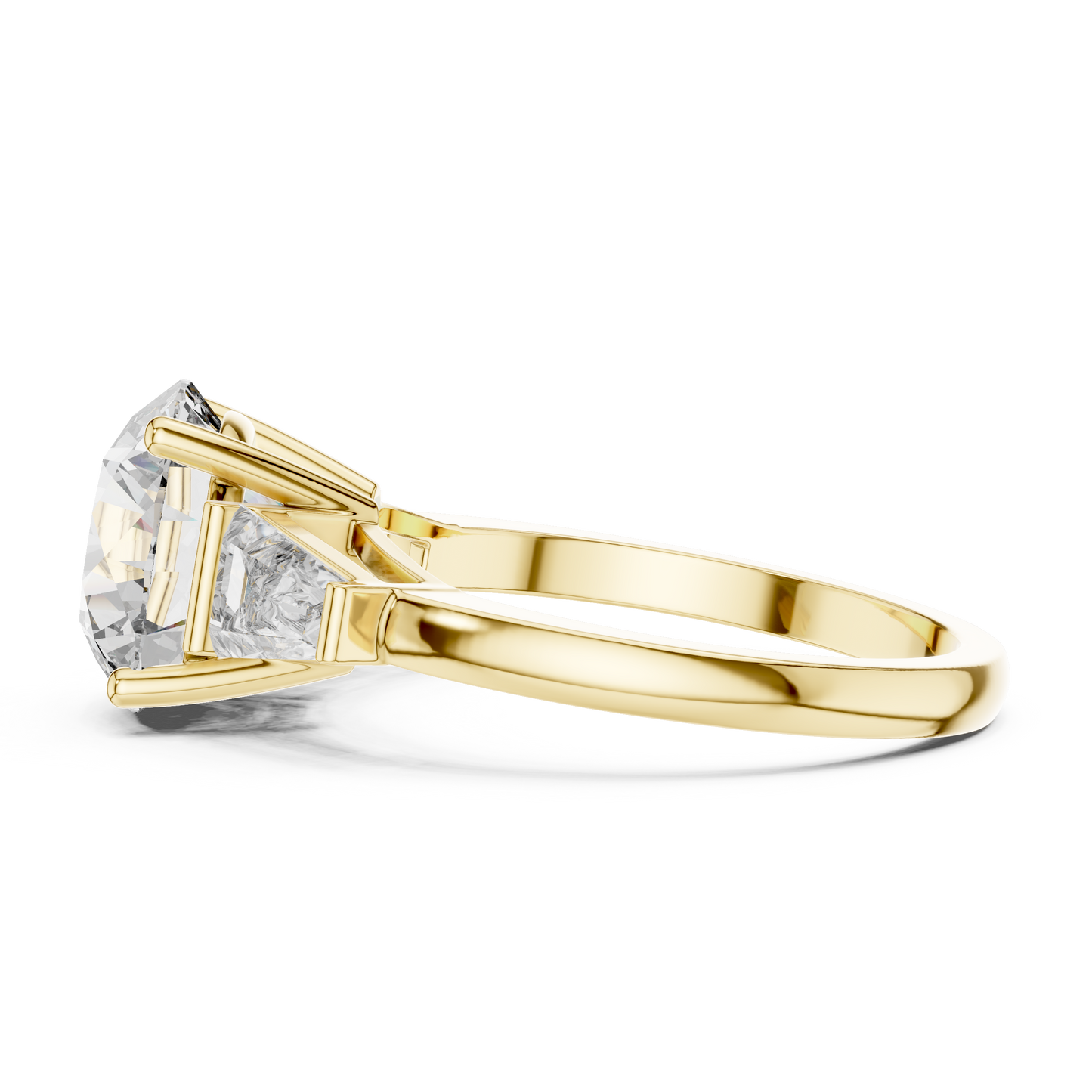Anillo Solitario 4.17ctw Redondo con Acentos Baguette Cónicos | Diamante Creado en Laboratorio en Oro 10K/18K, Plata y Platino (Tallas 8-20 Disponibles)