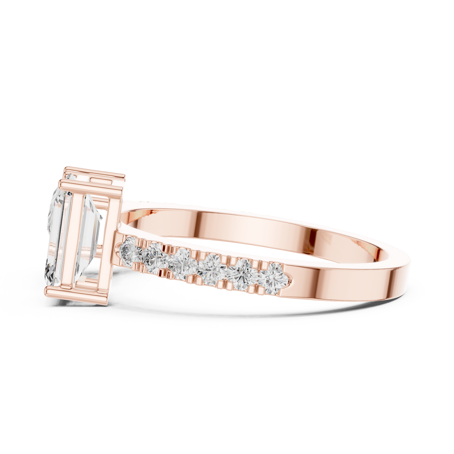 Anillo Toi et Moi 2.10ctw Corte Esmeralda y Pera en Córdoba, España | Diamantes Creados en Laboratorio Color D Claridad VS | Oro 10K/18K, Plata y Platino (Tallas 8-20 Disponibles)