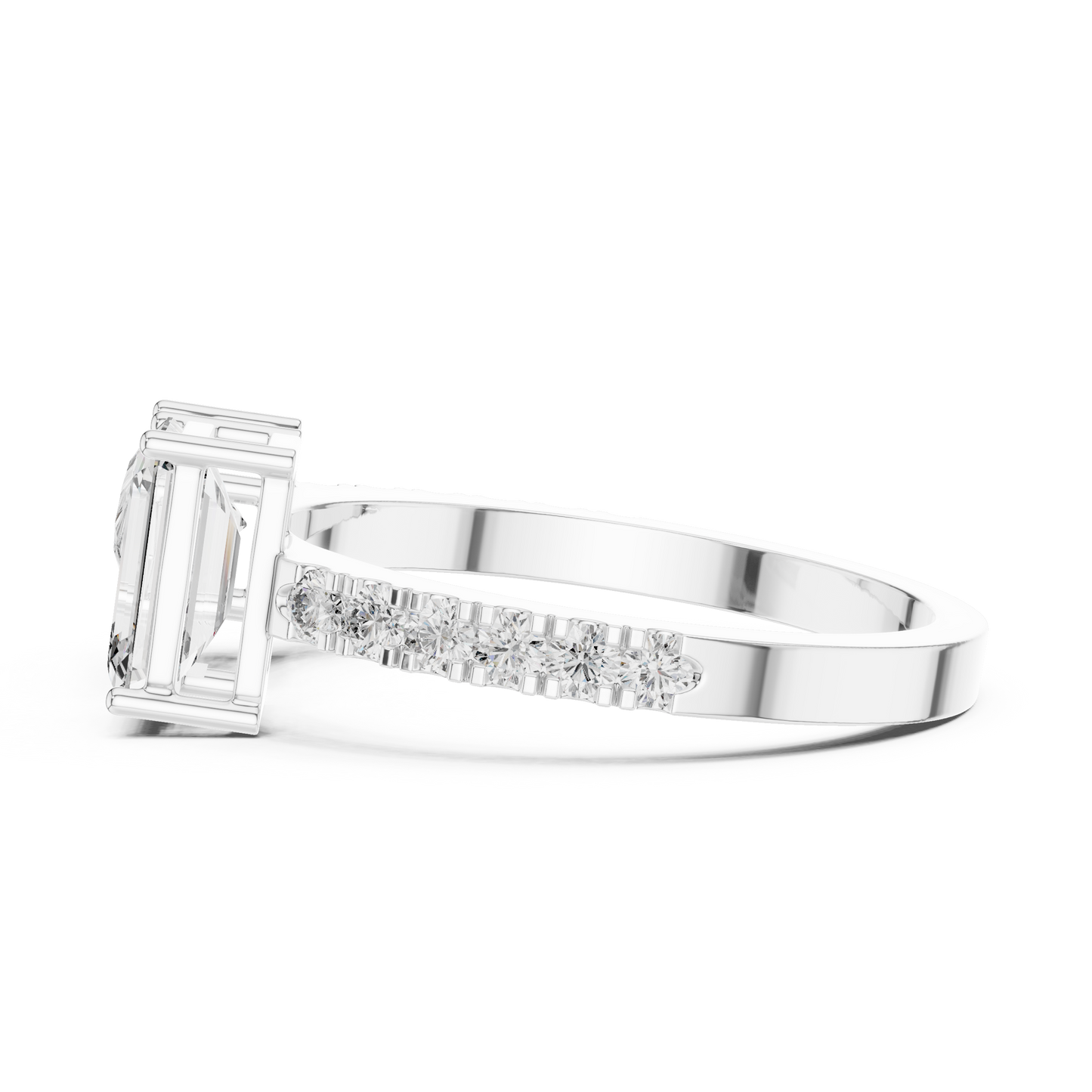 Anillo Toi et Moi 2.10ctw Corte Esmeralda y Pera en Córdoba, España | Diamantes Creados en Laboratorio Color D Claridad VS | Oro 10K/18K, Plata y Platino (Tallas 8-20 Disponibles)