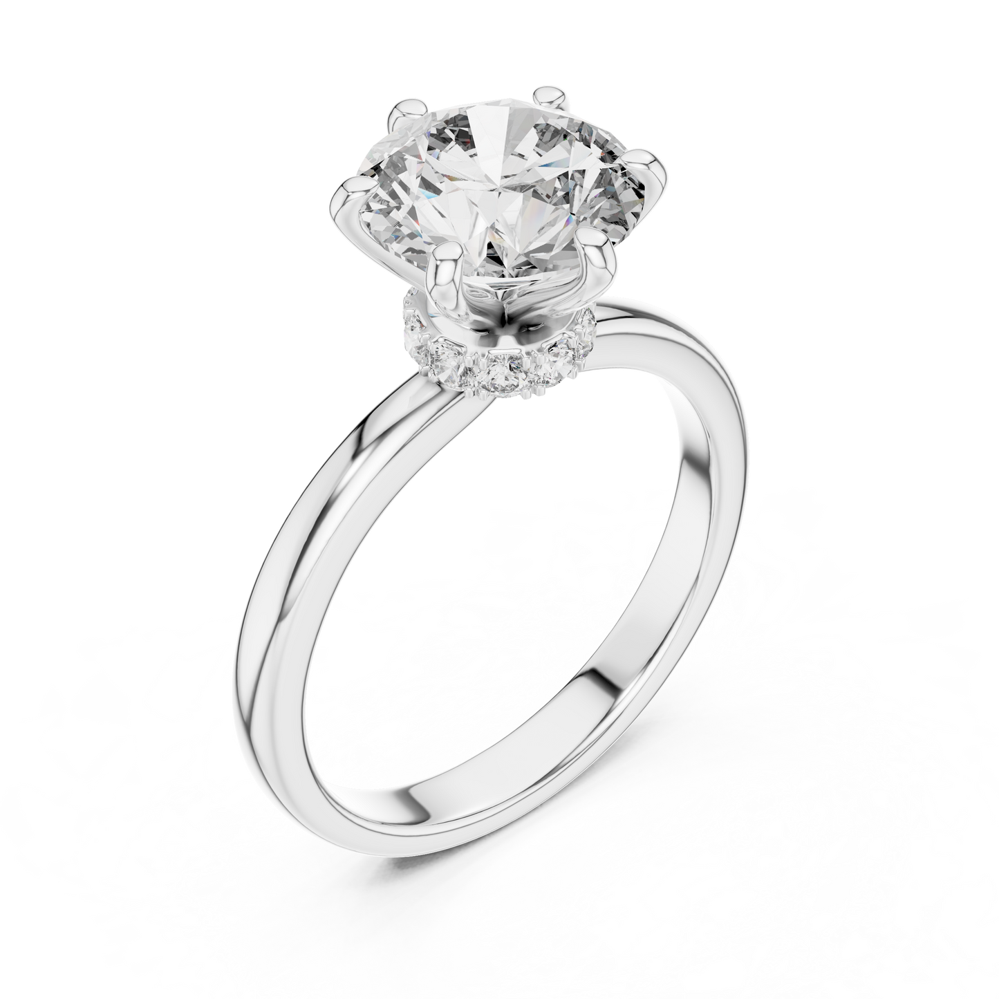 Anillo Solitario 2.15ctw con Halo Oculto | Diamante Creado en Laboratorio en Oro 10K/18K, Plata y Platino (Tallas 8-20 Disponibles)
