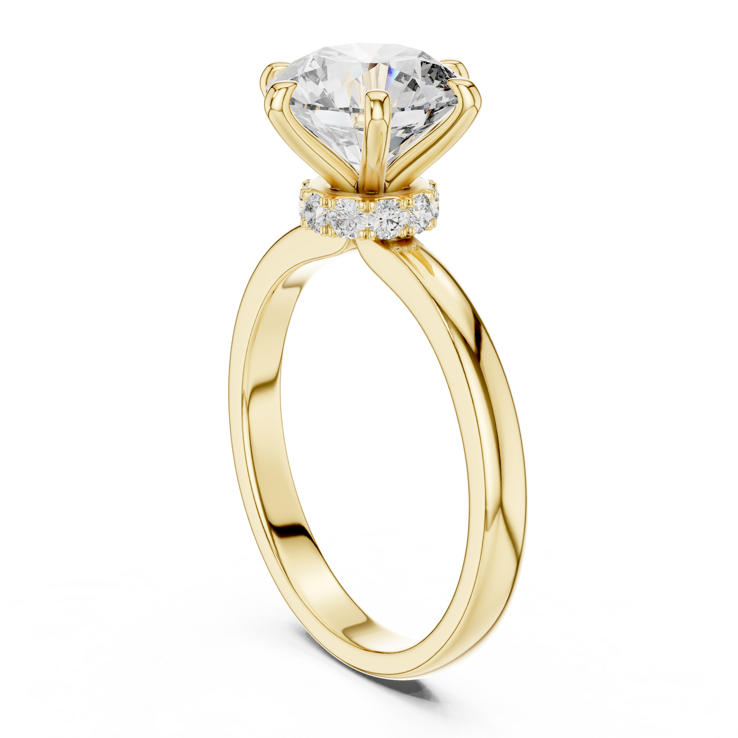 Anillo Solitario 2.15ctw con Halo Oculto | Diamante Creado en Laboratorio en Oro 10K/18K, Plata y Platino (Tallas 8-20 Disponibles)