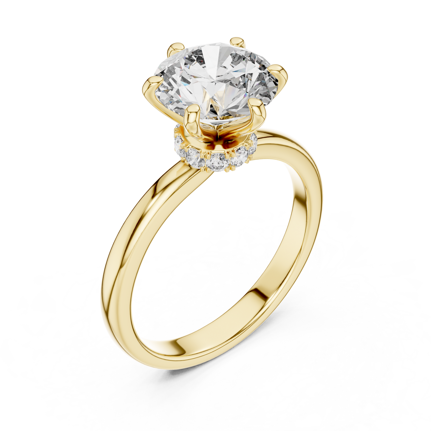 Anillo Solitario 2.15ctw con Halo Oculto | Diamante Creado en Laboratorio en Oro 10K/18K, Plata y Platino (Tallas 8-20 Disponibles)
