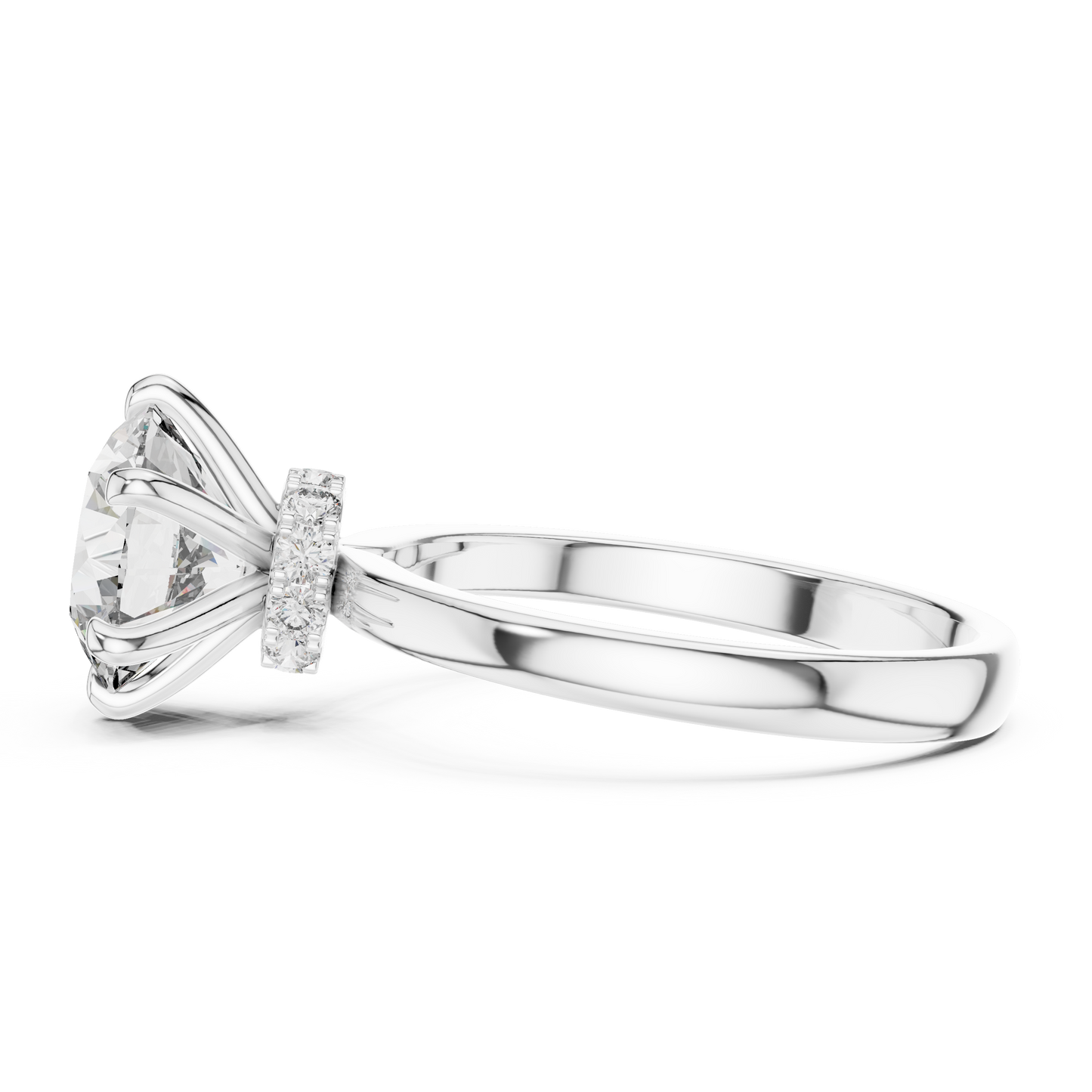 Anillo Solitario 2.15ctw con Halo Oculto | Diamante Creado en Laboratorio en Oro 10K/18K, Plata y Platino (Tallas 8-20 Disponibles)