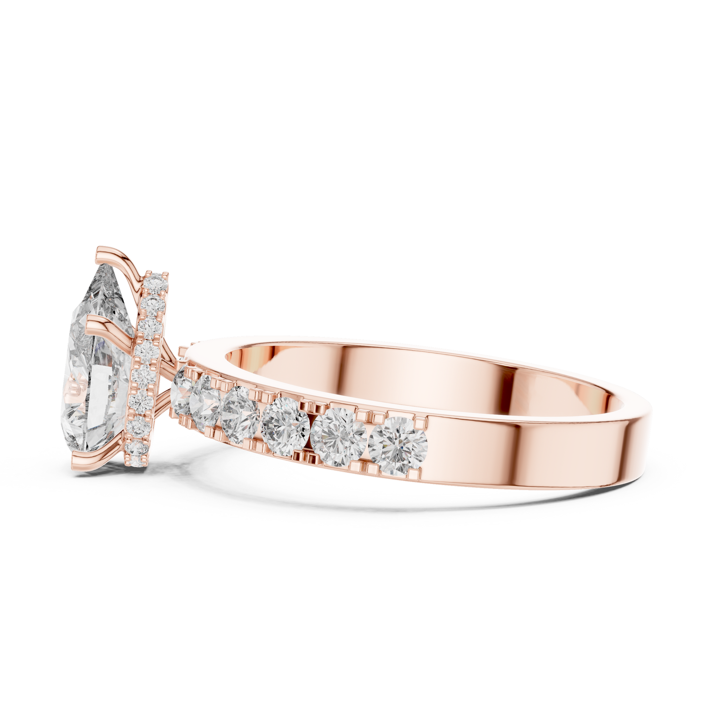 Anillo Solitario 1.72ctw Corte Pera con Acentos Pavé U-Cut | Diamante Creado en Laboratorio en Oro 10K/18K, Plata y Platino (Tallas 8-20 Disponibles)