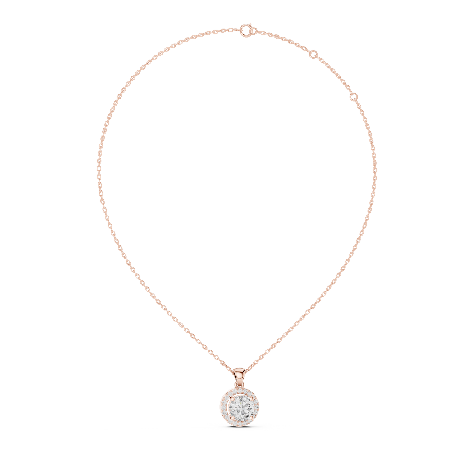 Colgante Solitario Halo Redondo 1.20ct en Córdoba, España | Diamante Creado en Laboratorio, Color D, Claridad VS | Oro 10K/18K, Plata y Platino (Disponible en Longitudes de 40 cm, 45 cm y 50 cm)